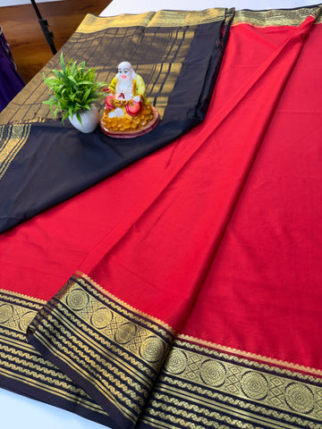 Premium Mysore Crepe Silk Saree with Beautiful Border | Padmavathi Silks and Sarees