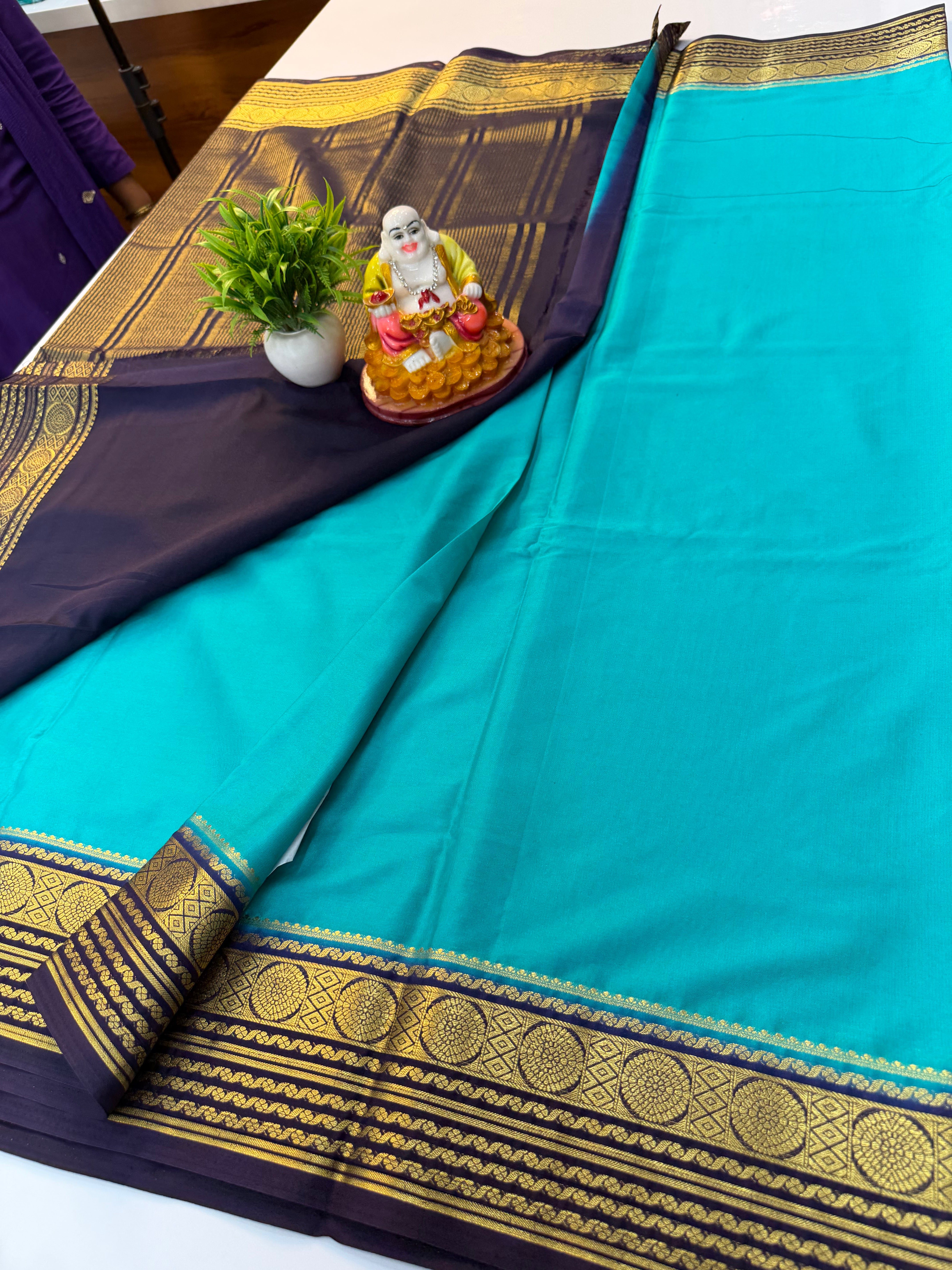 Premium Mysore Crepe Silk Saree with Beautiful Border | Padmavathi Silks and Sarees