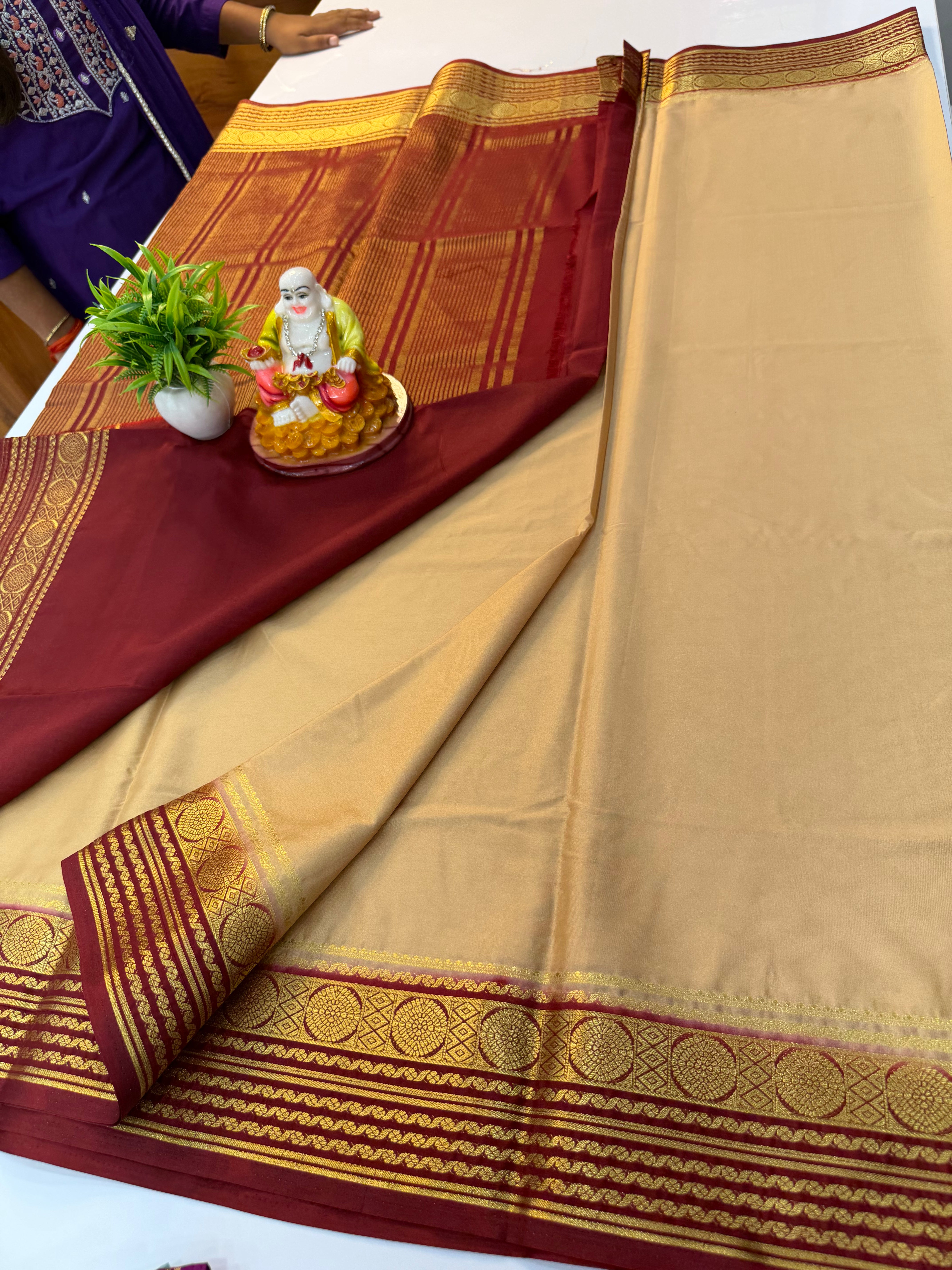 Premium Mysore Crepe Silk Saree with Beautiful Border | Padmavathi Silks and Sarees