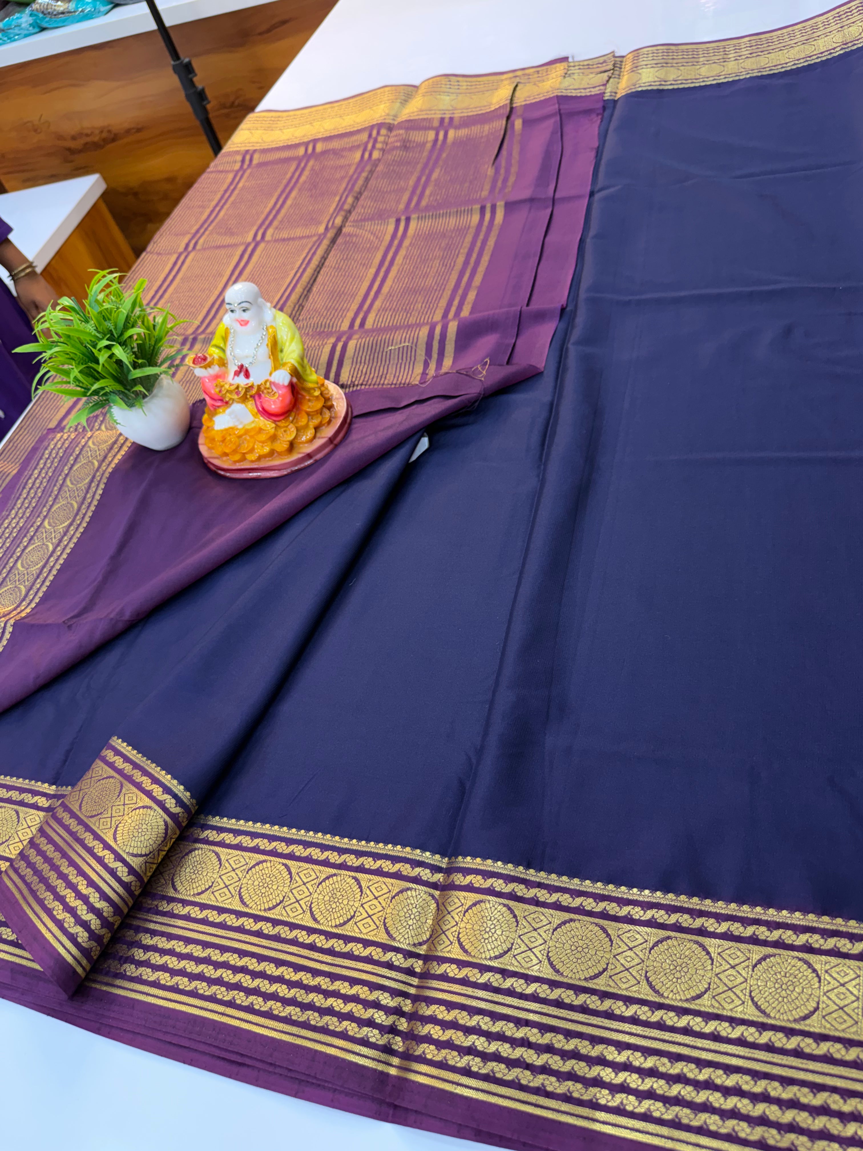 Premium Mysore Crepe Silk Saree with Beautiful Border | Padmavathi Silks and Sarees