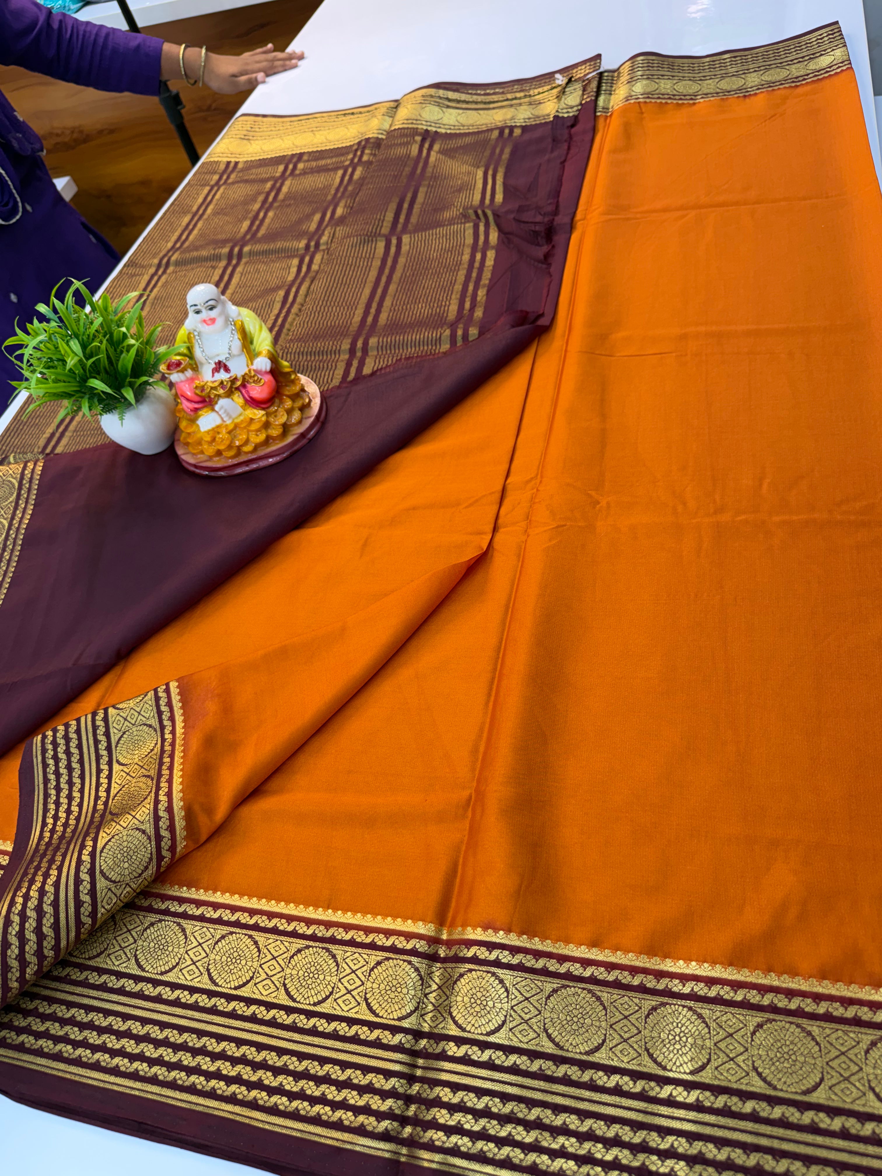 Premium Mysore Crepe Silk Saree with Beautiful Border | Padmavathi Silks and Sarees