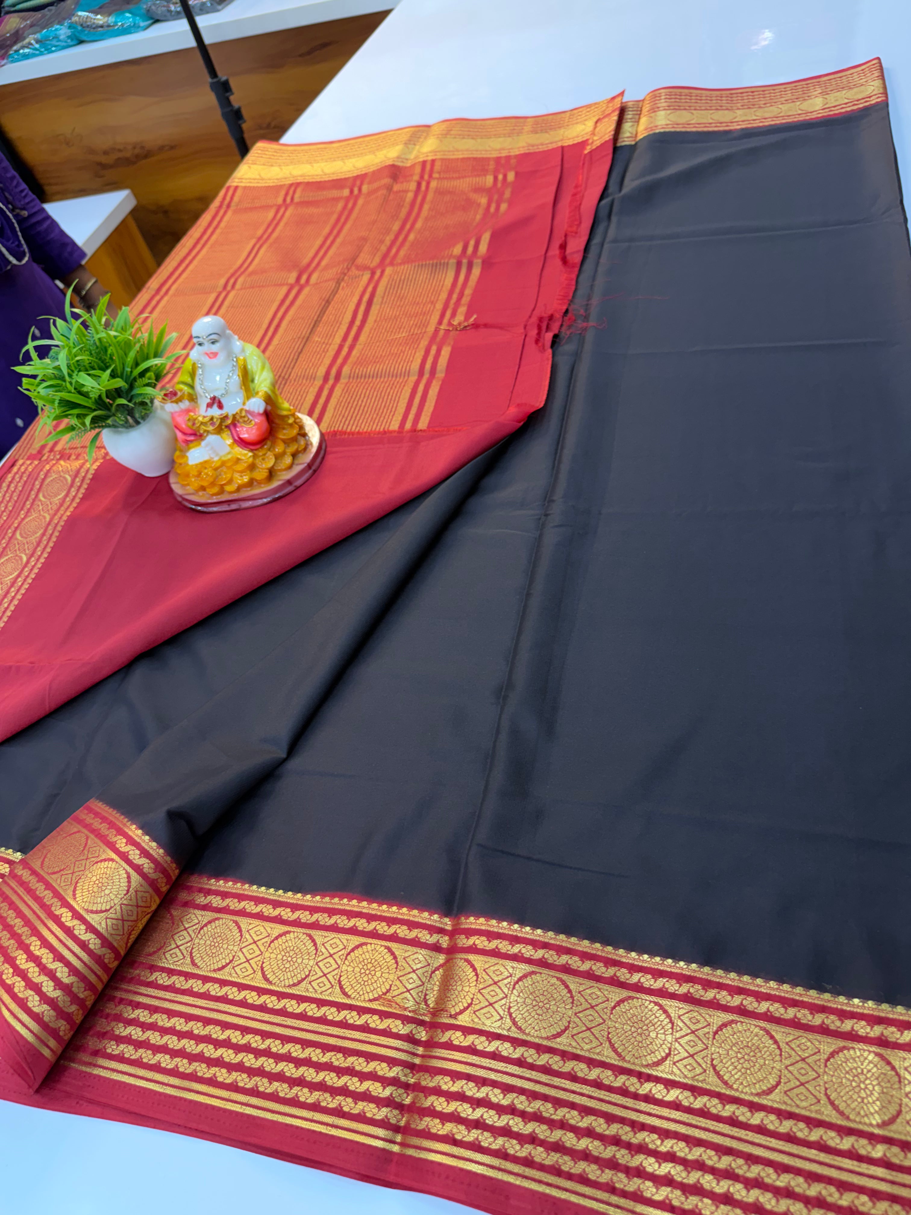 Premium Mysore Crepe Silk Saree with Beautiful Border | Padmavathi Silks and Sarees