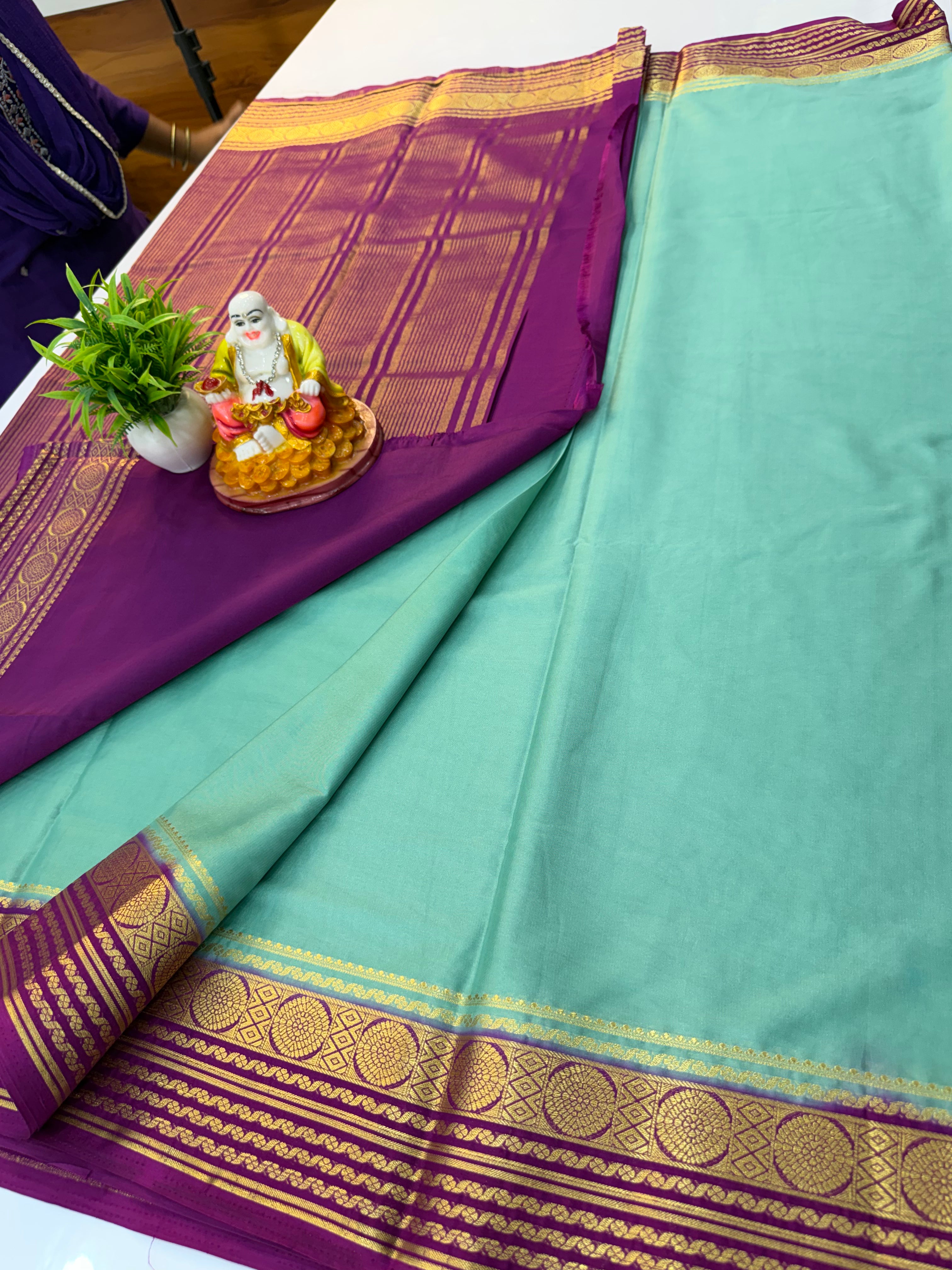 Premium Mysore Crepe Silk Saree with Beautiful Border | Padmavathi Silks and Sarees