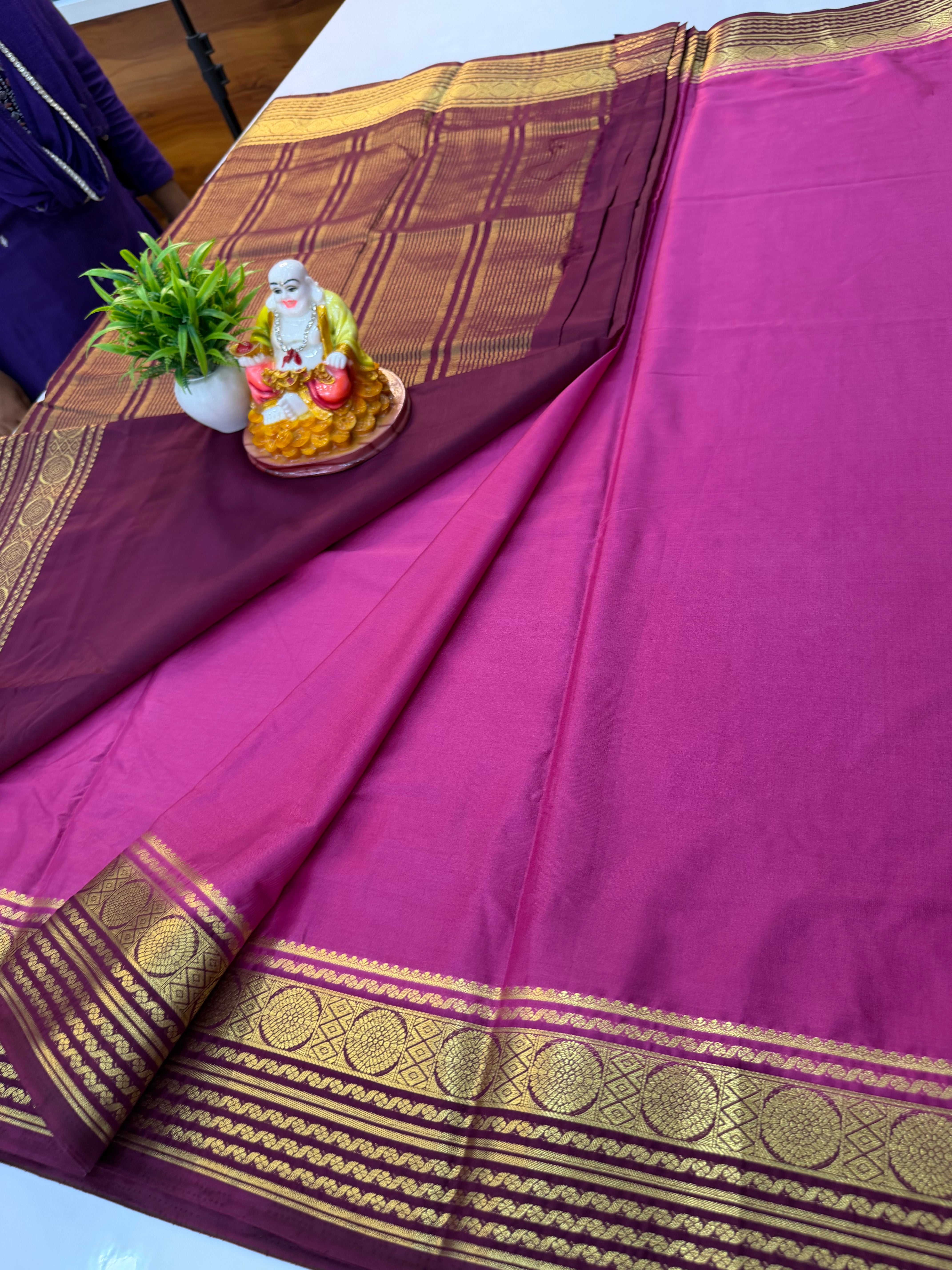Premium Mysore Crepe Silk Saree with Beautiful Border | Padmavathi Silks and Sarees
