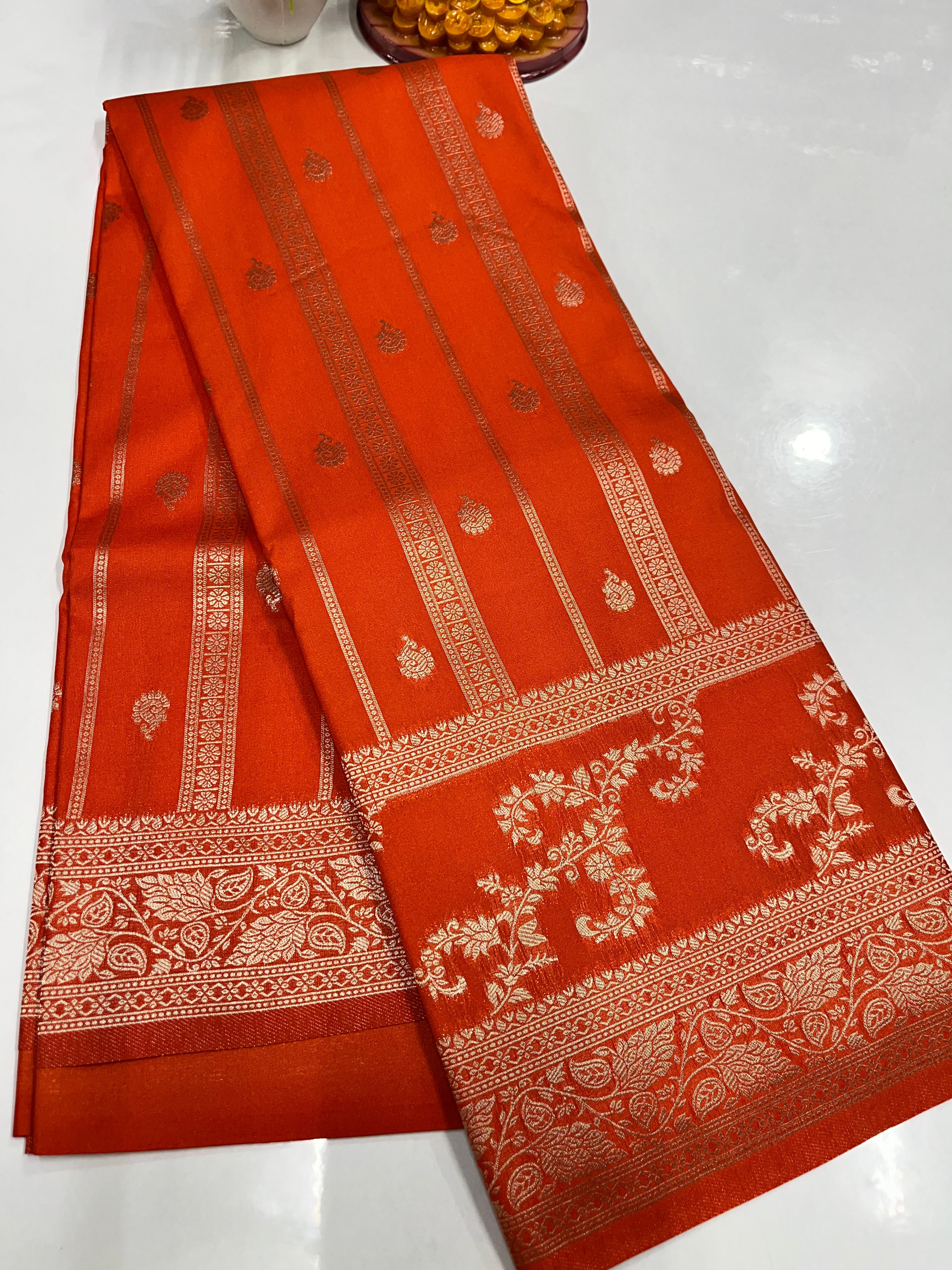 Georgette Saree with Beautiful Flower Design, Rich Pallu & Butta Blouse – Padmavathi Silks & Sarees
