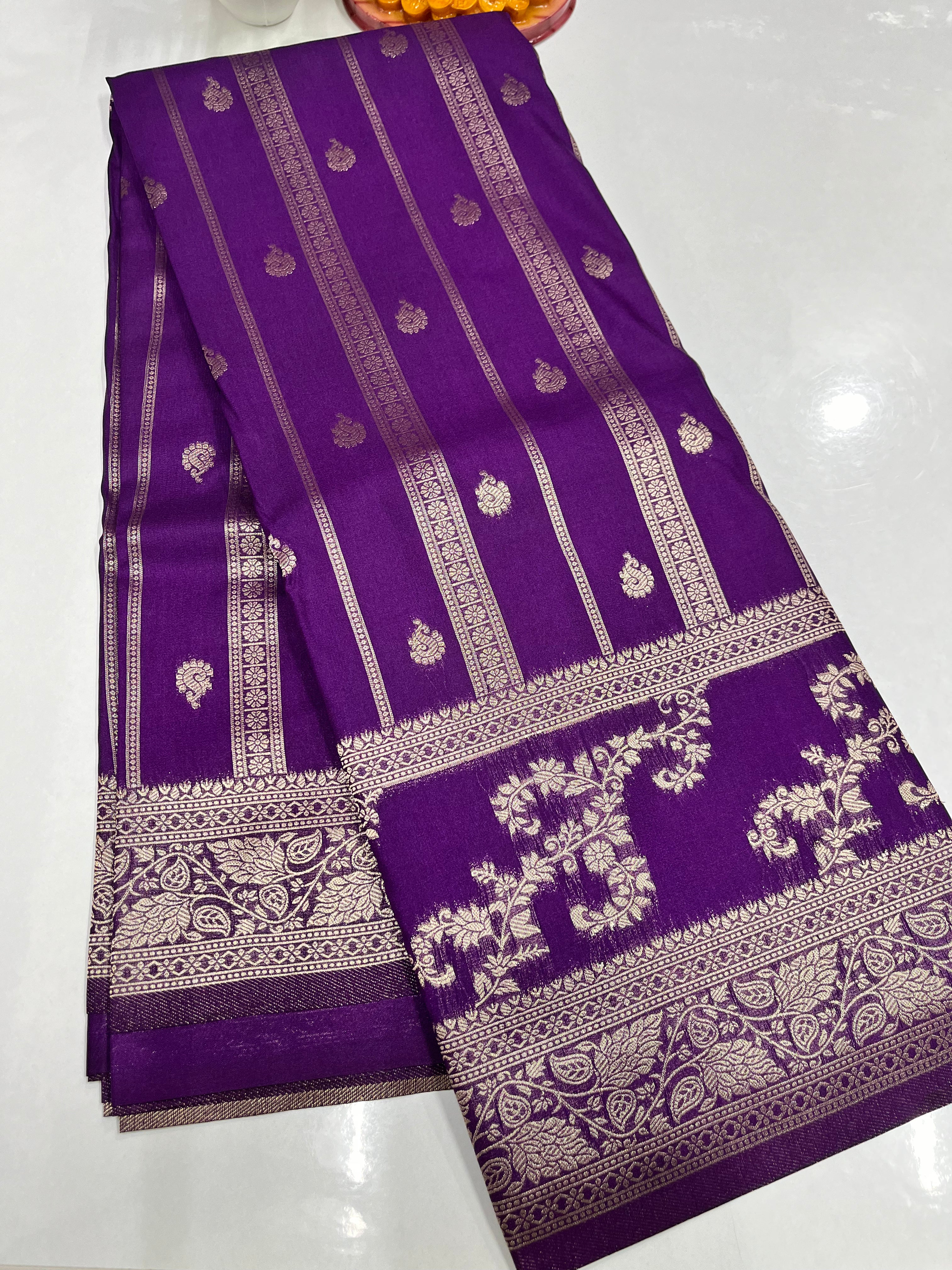 Georgette Saree with Beautiful Flower Design, Rich Pallu & Butta Blouse – Padmavathi Silks & Sarees