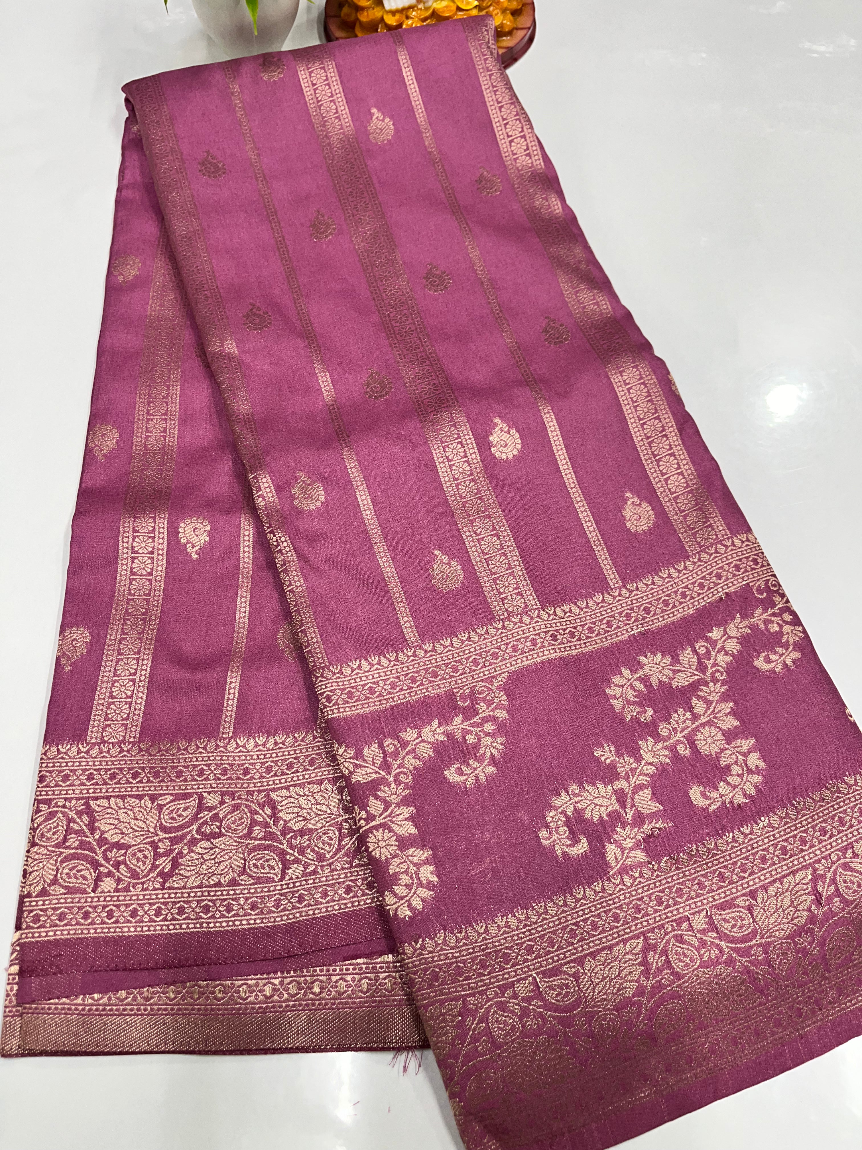 Georgette Saree with Beautiful Flower Design, Rich Pallu & Butta Blouse – Padmavathi Silks & Sarees