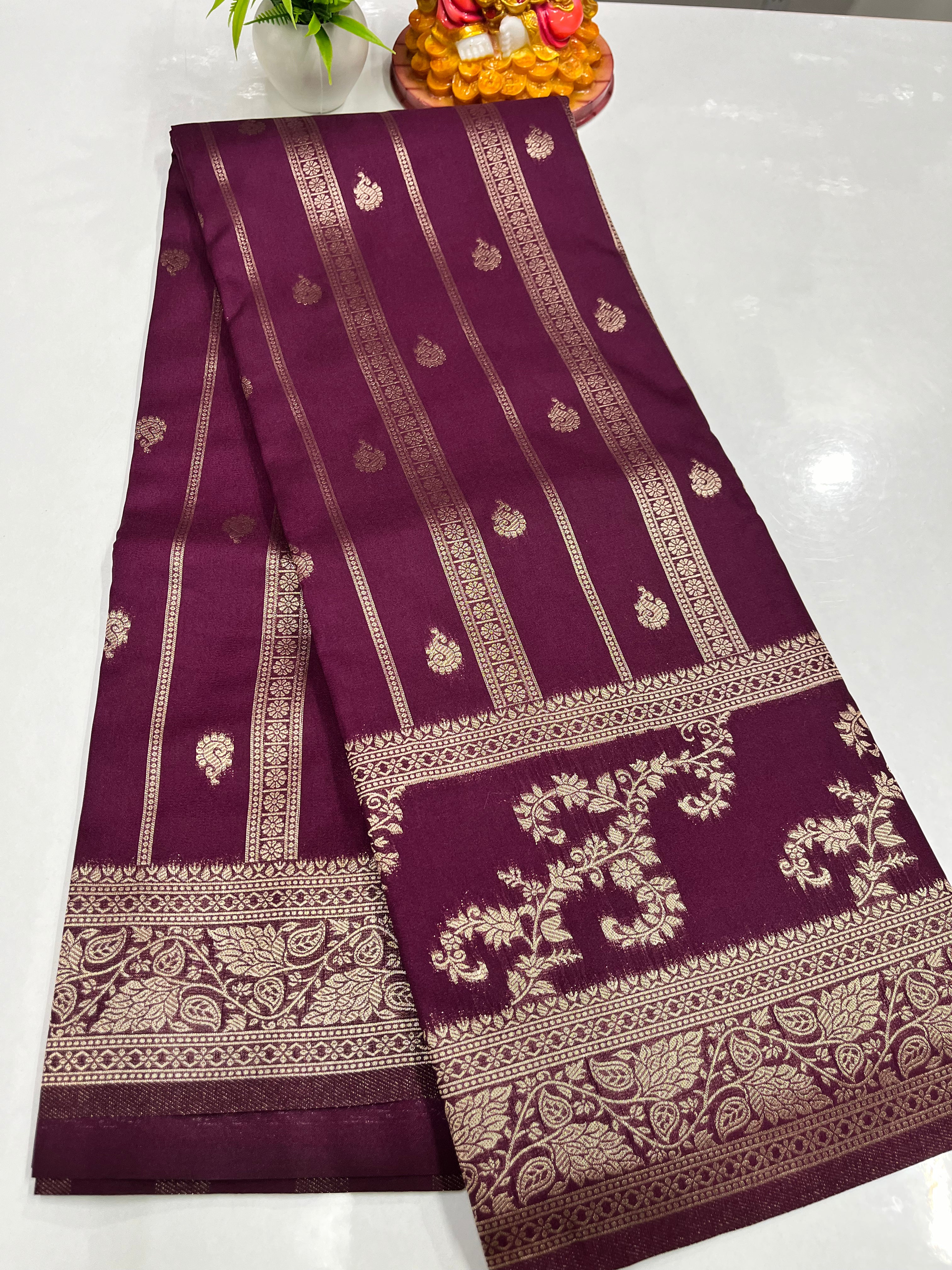 Georgette Saree with Beautiful Flower Design, Rich Pallu & Butta Blouse – Padmavathi Silks & Sarees