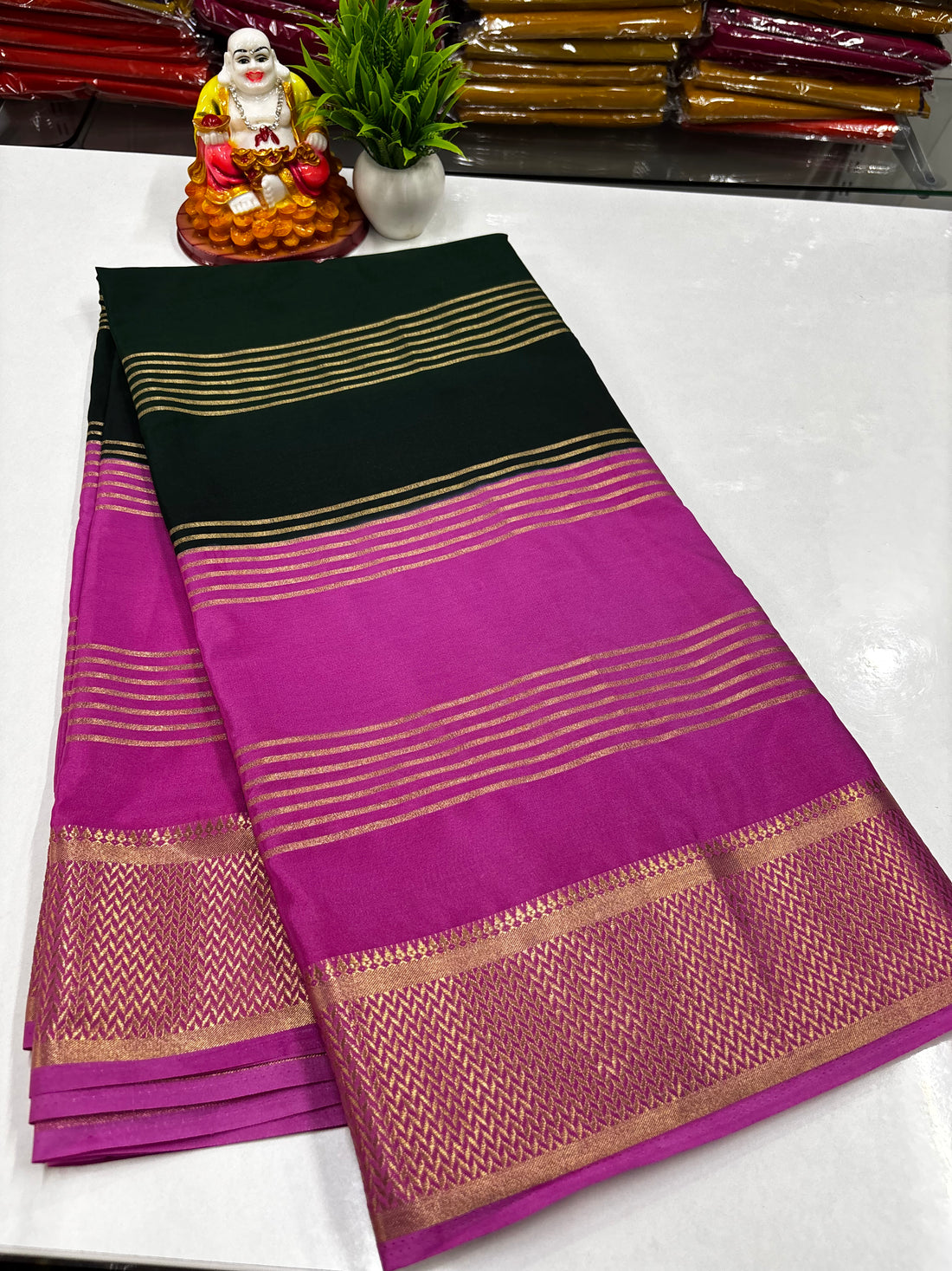✨ Mysore Crepe Silk Saree With Beautiful Stripes & Elegant 2D Concept ✨