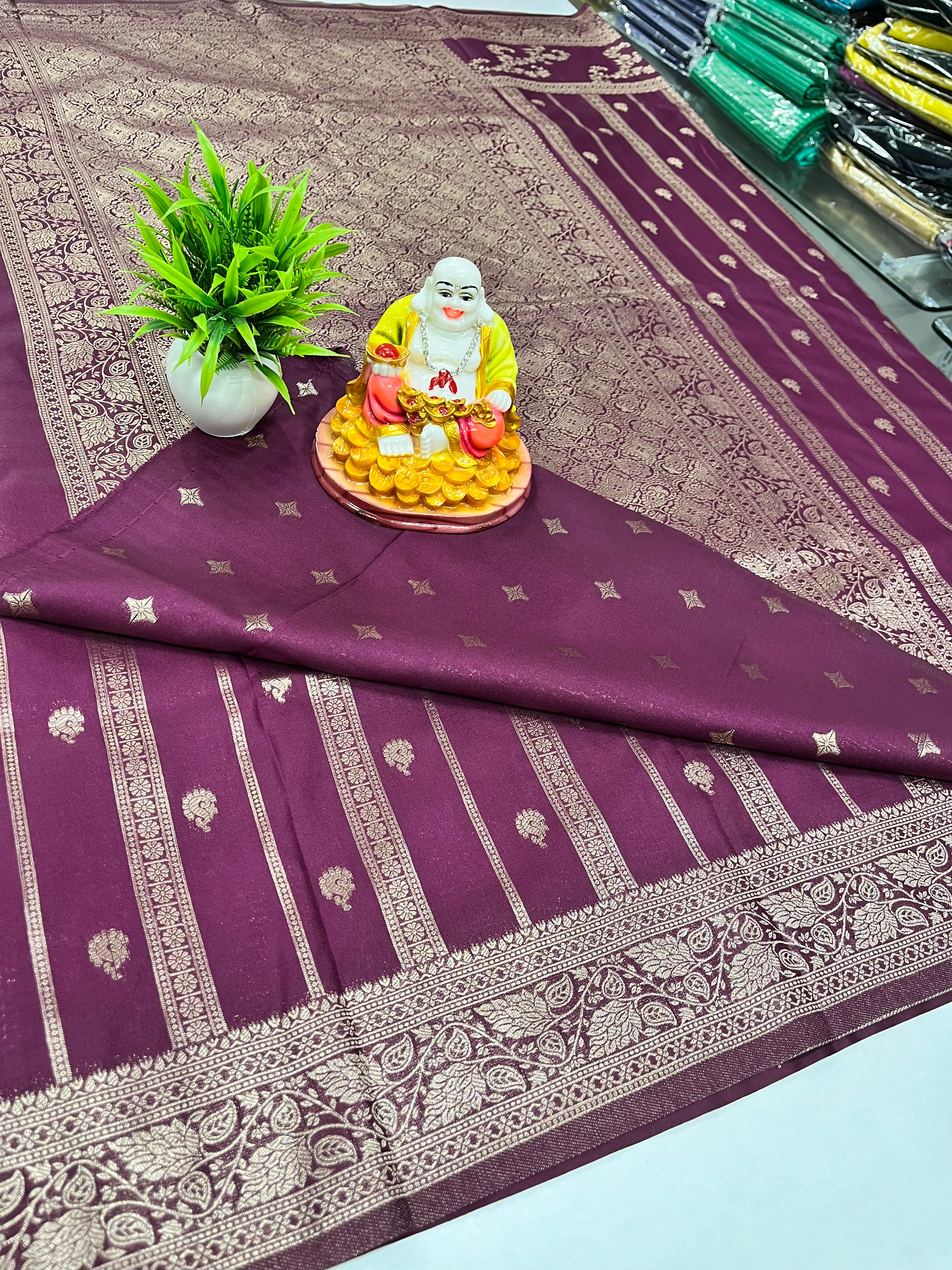 Georgette Saree with Beautiful Flower Design, Rich Pallu & Butta Blouse – Padmavathi Silks & Sarees