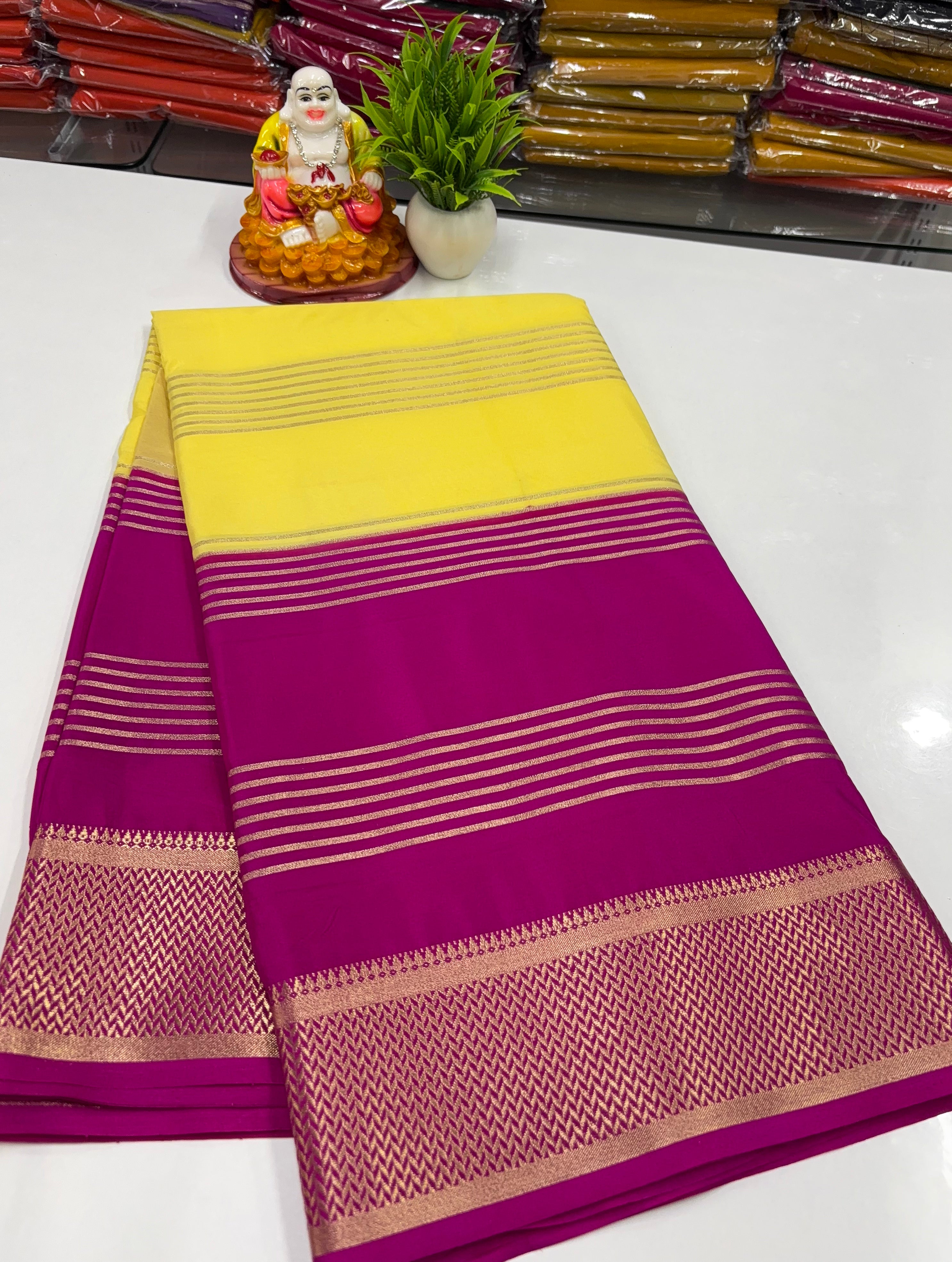 ✨ Mysore Crepe Silk Saree With Beautiful Stripes & Elegant 2D Concept ✨