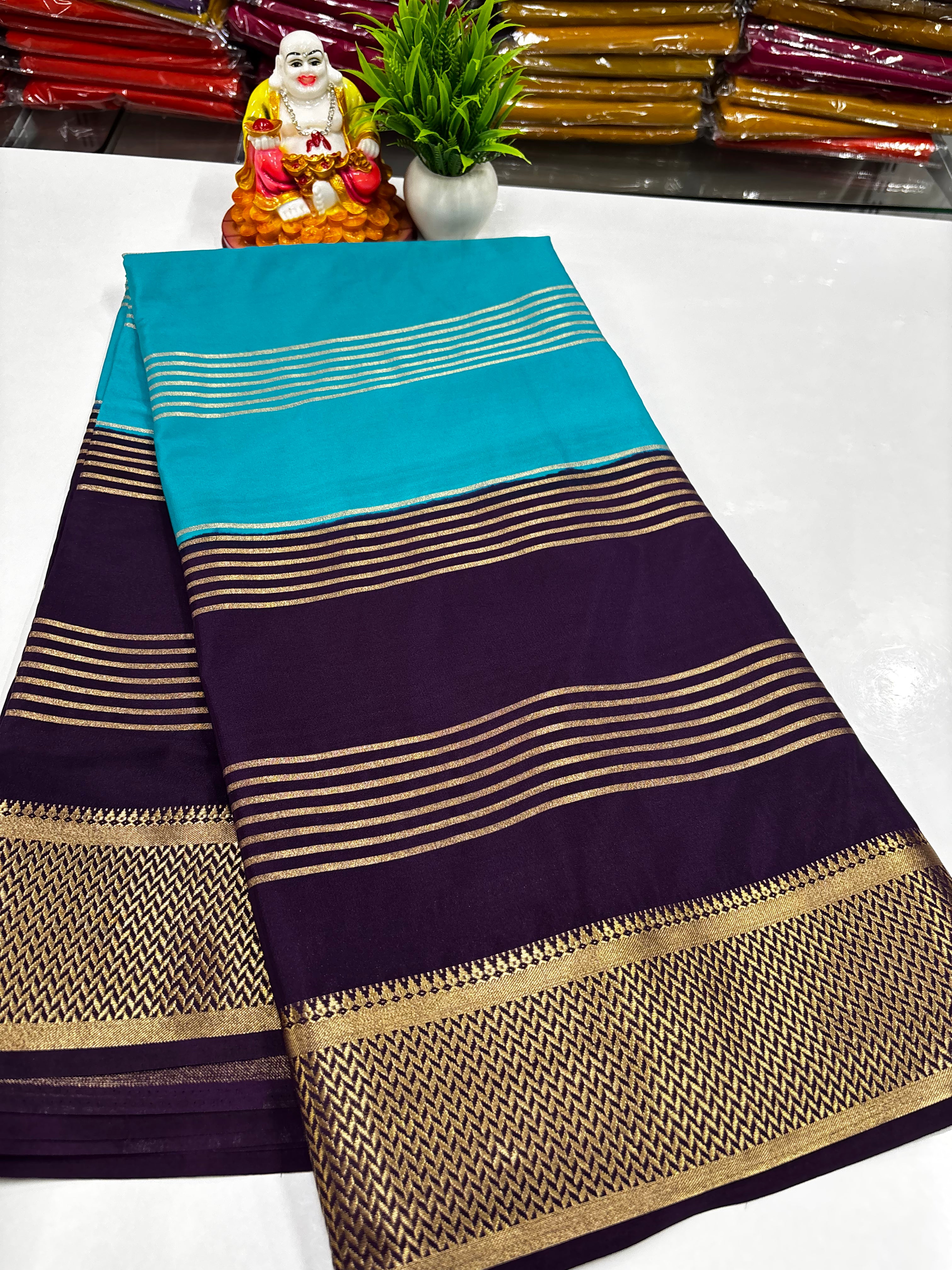 ✨ Mysore Crepe Silk Saree With Beautiful Stripes & Elegant 2D Concept ✨