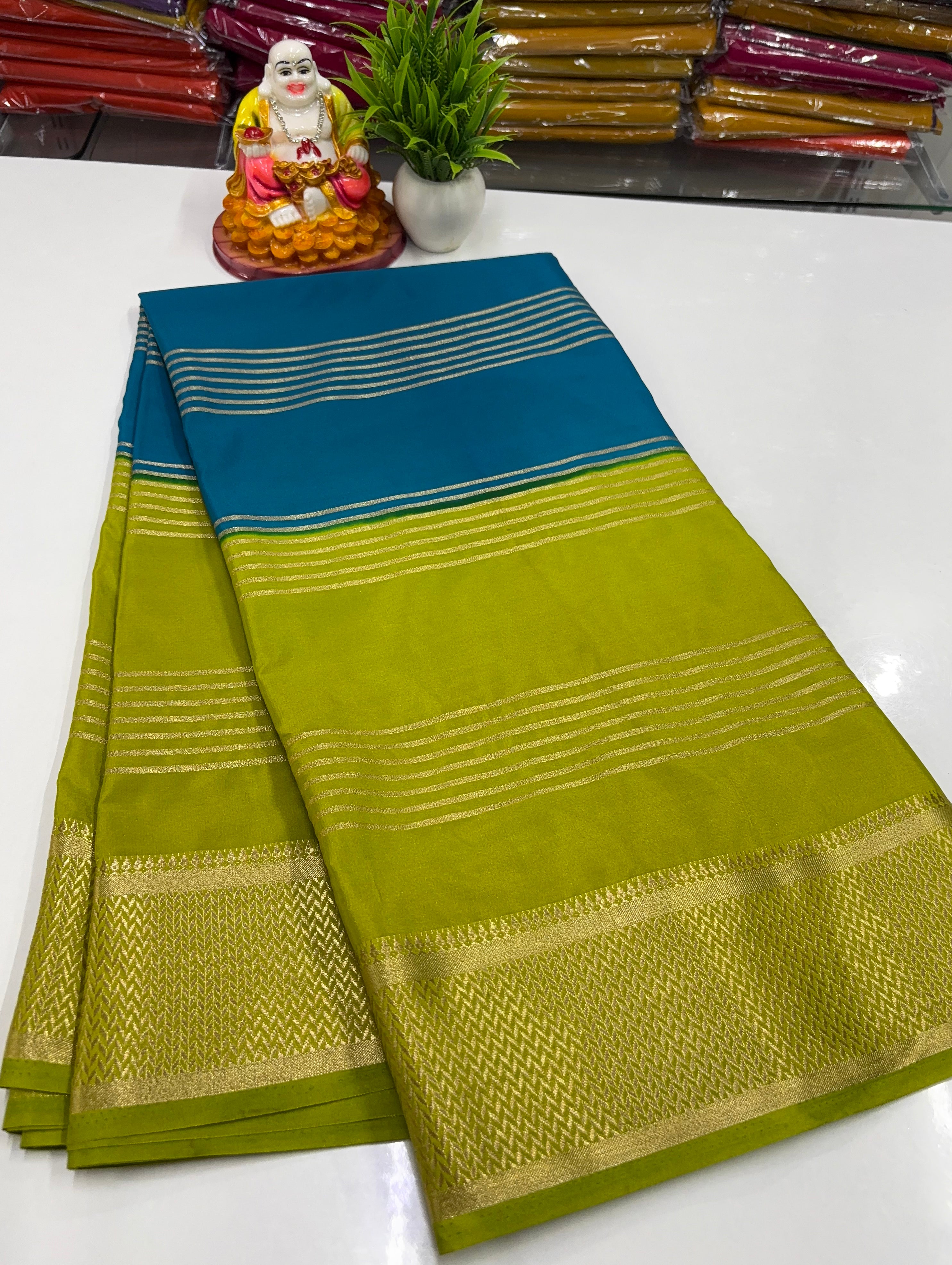✨ Mysore Crepe Silk Saree With Beautiful Stripes & Elegant 2D Concept ✨