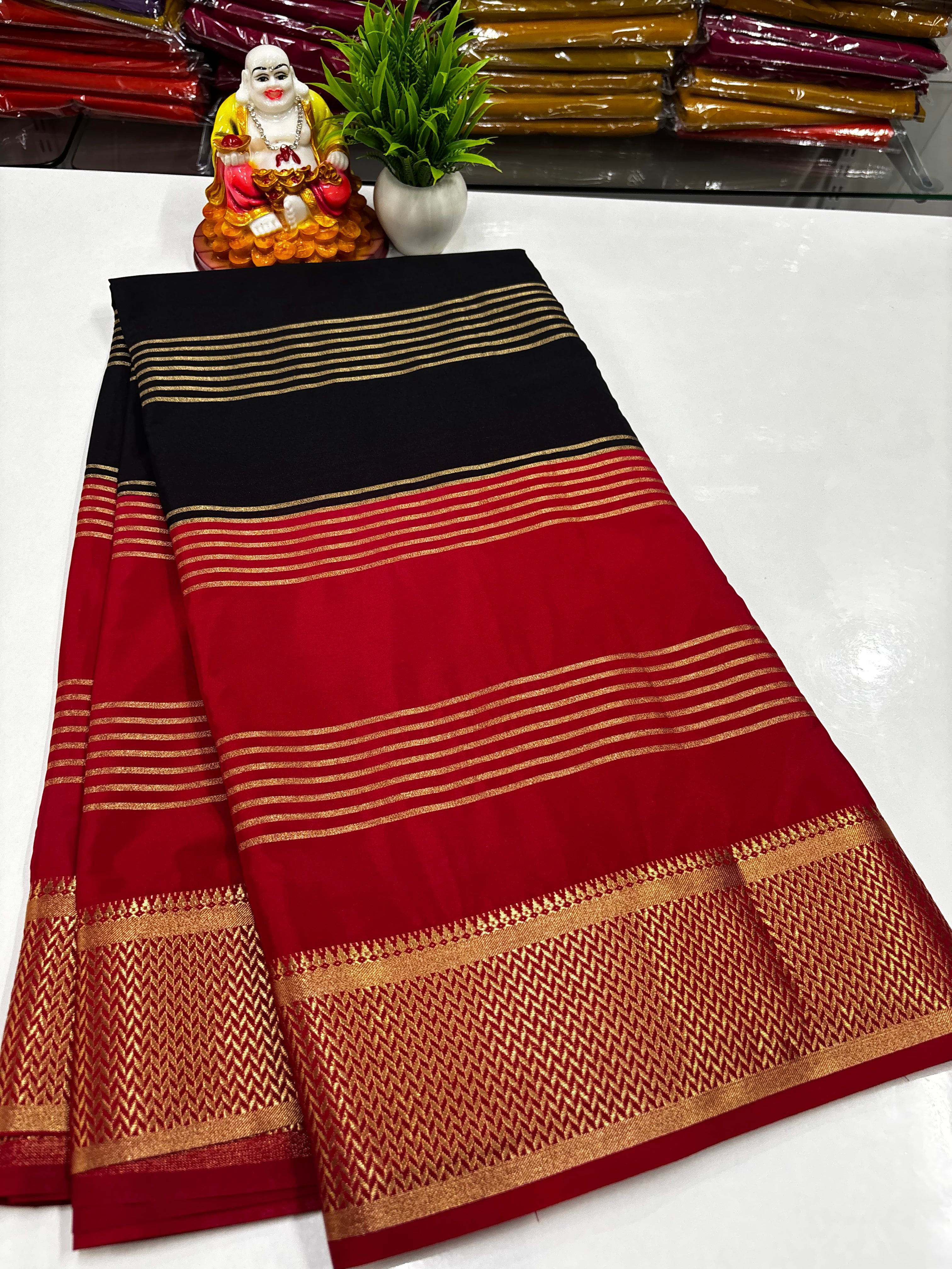 ✨ Mysore Crepe Silk Saree With Beautiful Stripes & Elegant 2D Concept ✨