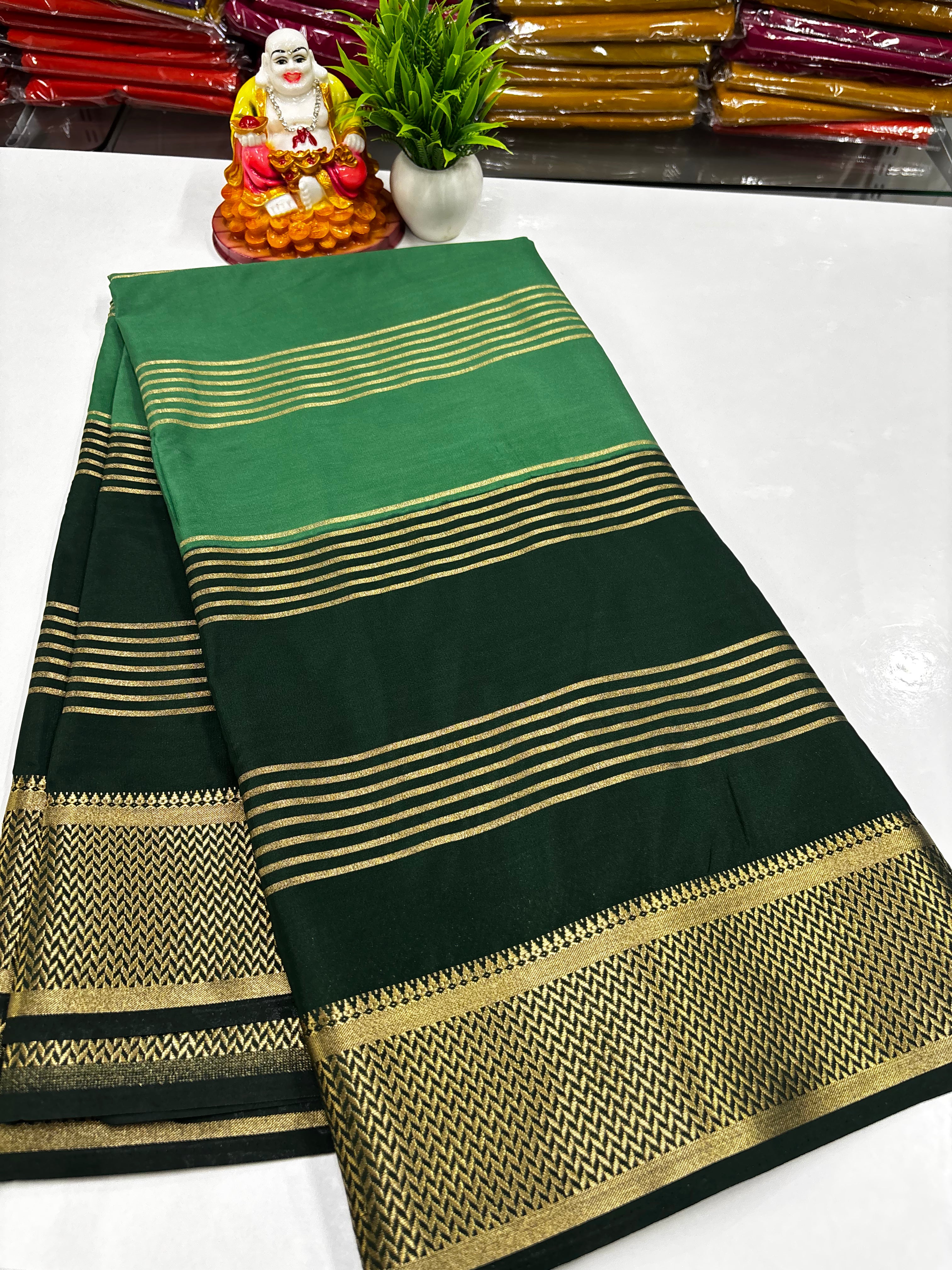 ✨ Mysore Crepe Silk Saree With Beautiful Stripes & Elegant 2D Concept ✨