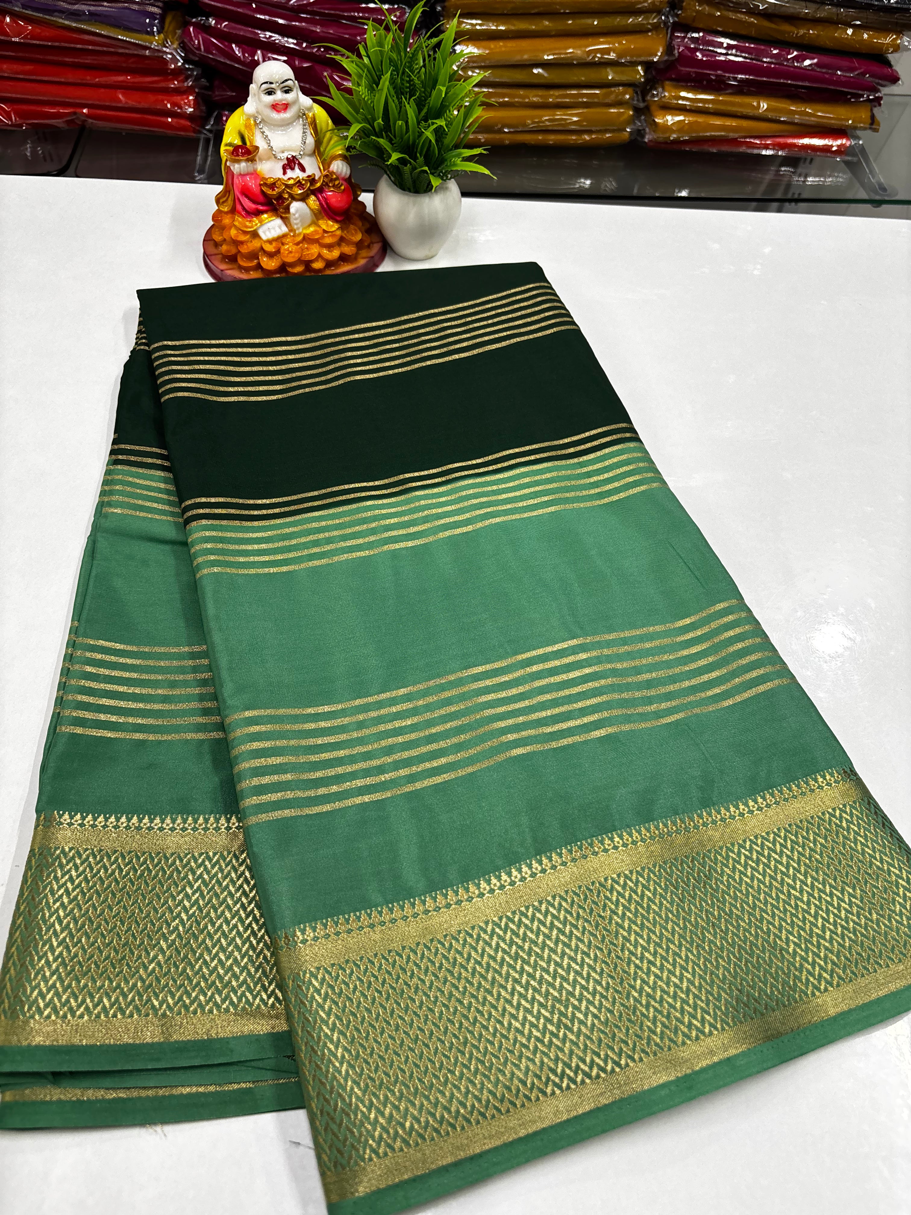 ✨ Mysore Crepe Silk Saree With Beautiful Stripes & Elegant 2D Concept ✨