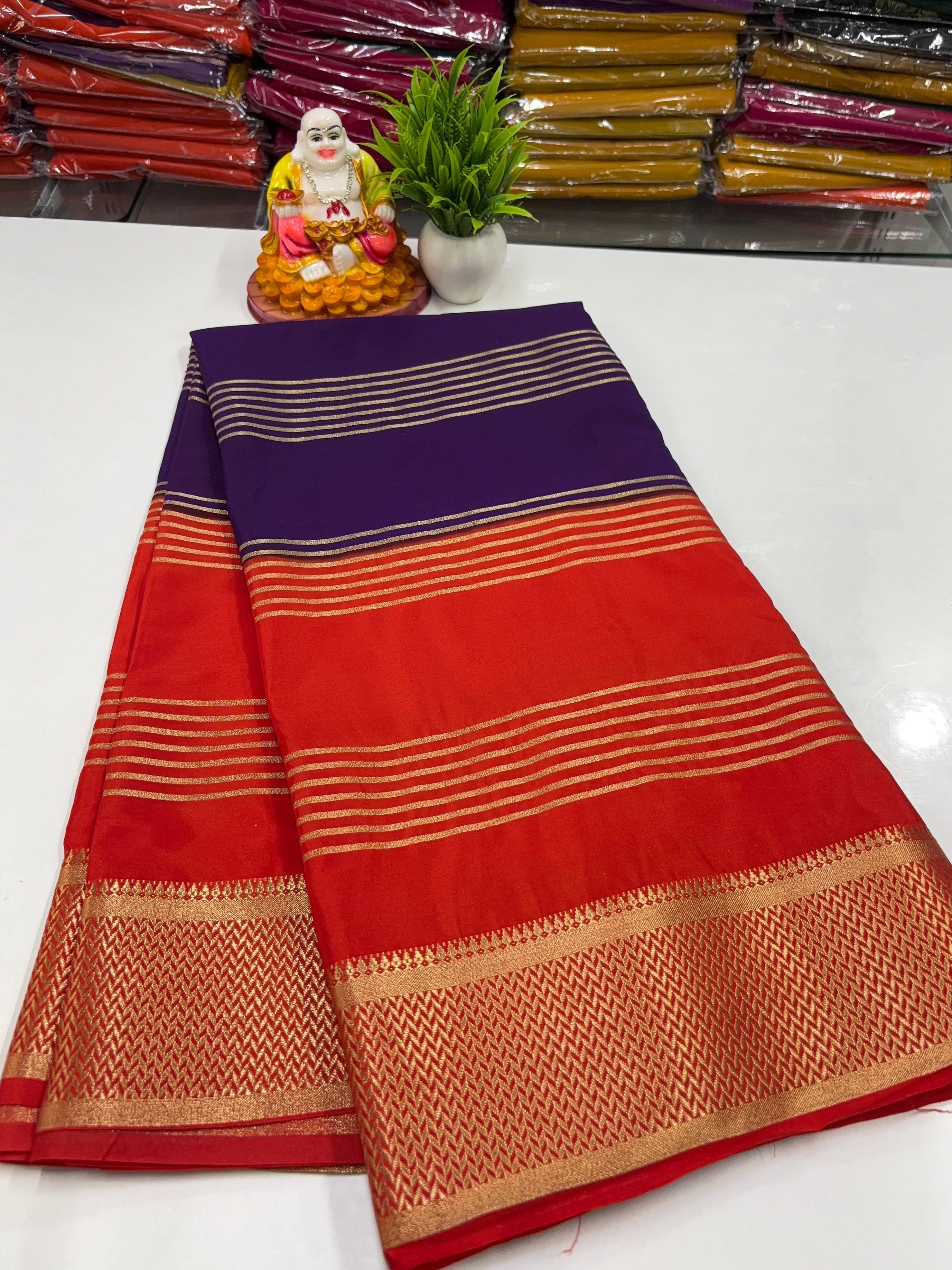 ✨ Mysore Crepe Silk Saree With Beautiful Stripes & Elegant 2D Concept ✨