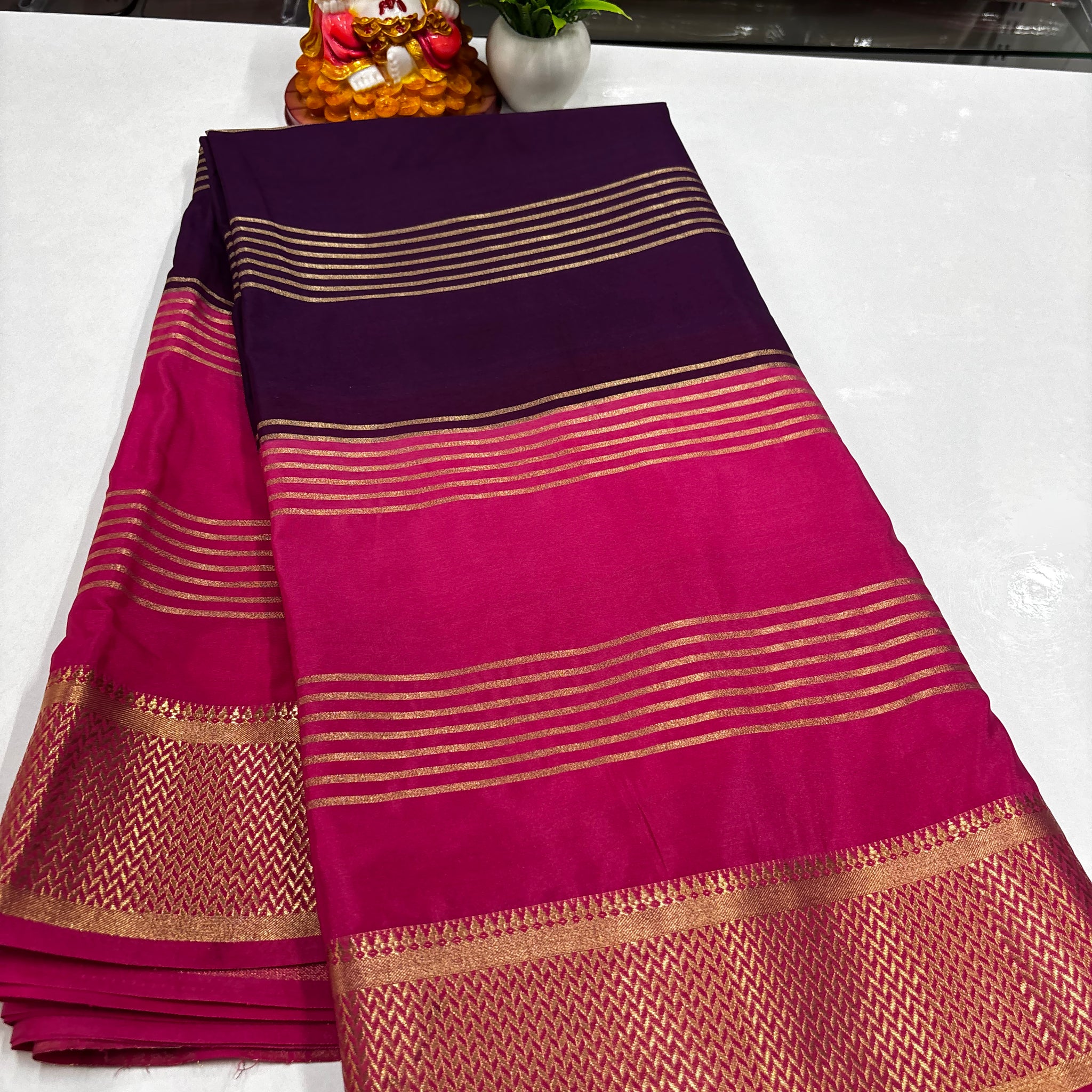 ✨ Mysore Crepe Silk Saree With Beautiful Stripes & Elegant 2D Concept ✨