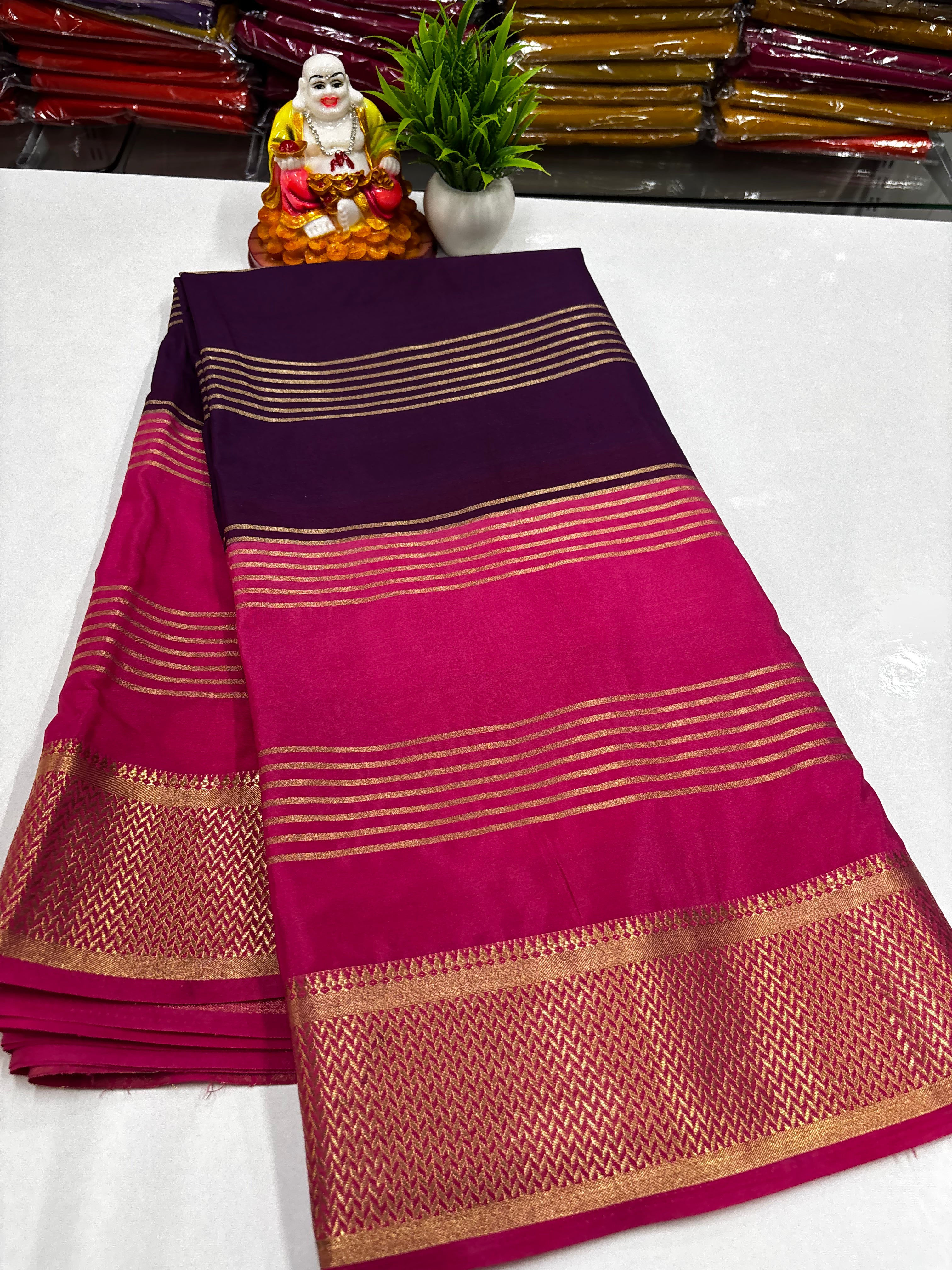 ✨ Mysore Crepe Silk Saree With Beautiful Stripes & Elegant 2D Concept ✨