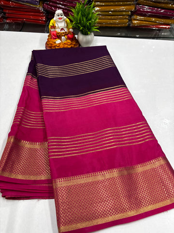 ✨ Mysore Crepe Silk Saree With Beautiful Stripes & Elegant 2D Concept ✨