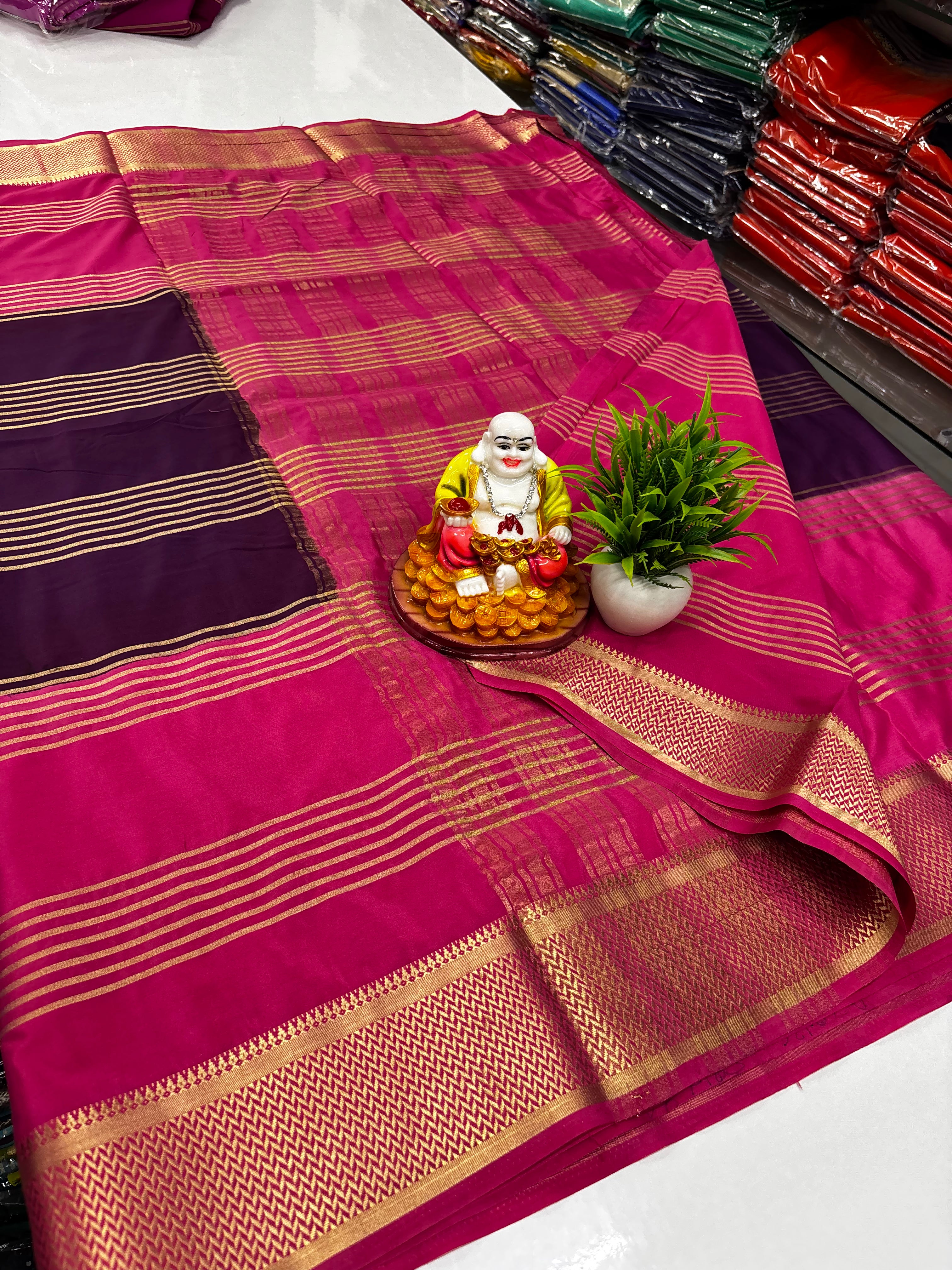 ✨ Mysore Crepe Silk Saree With Beautiful Stripes & Elegant 2D Concept ✨