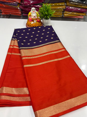 Mysore Crepe Silk Saree – Elegant Centre Print Buttas ✨