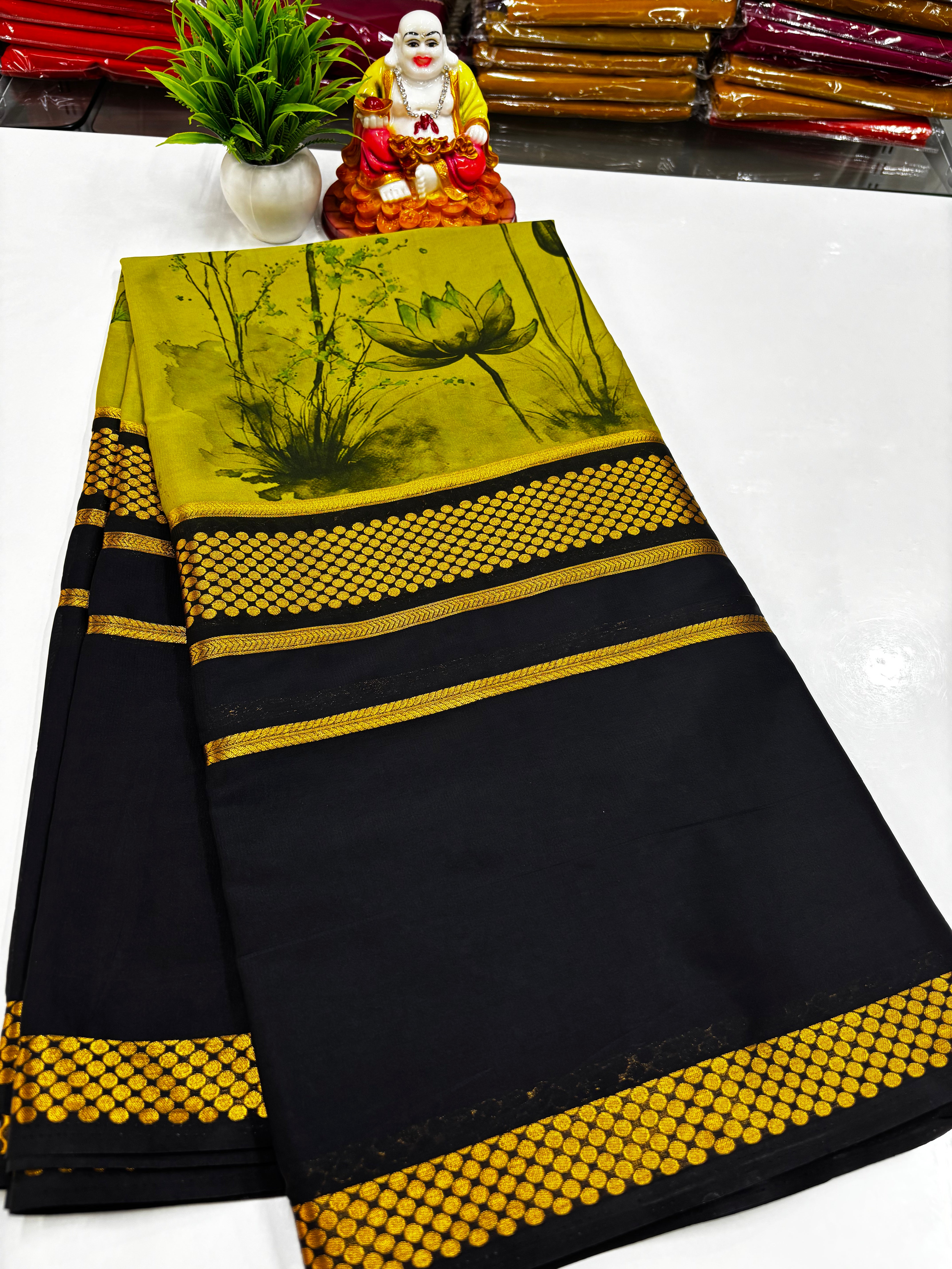 Mysore Crepe Silk Saree with Beautiful Kalamkari Design – Padmavathi Silks & Sarees