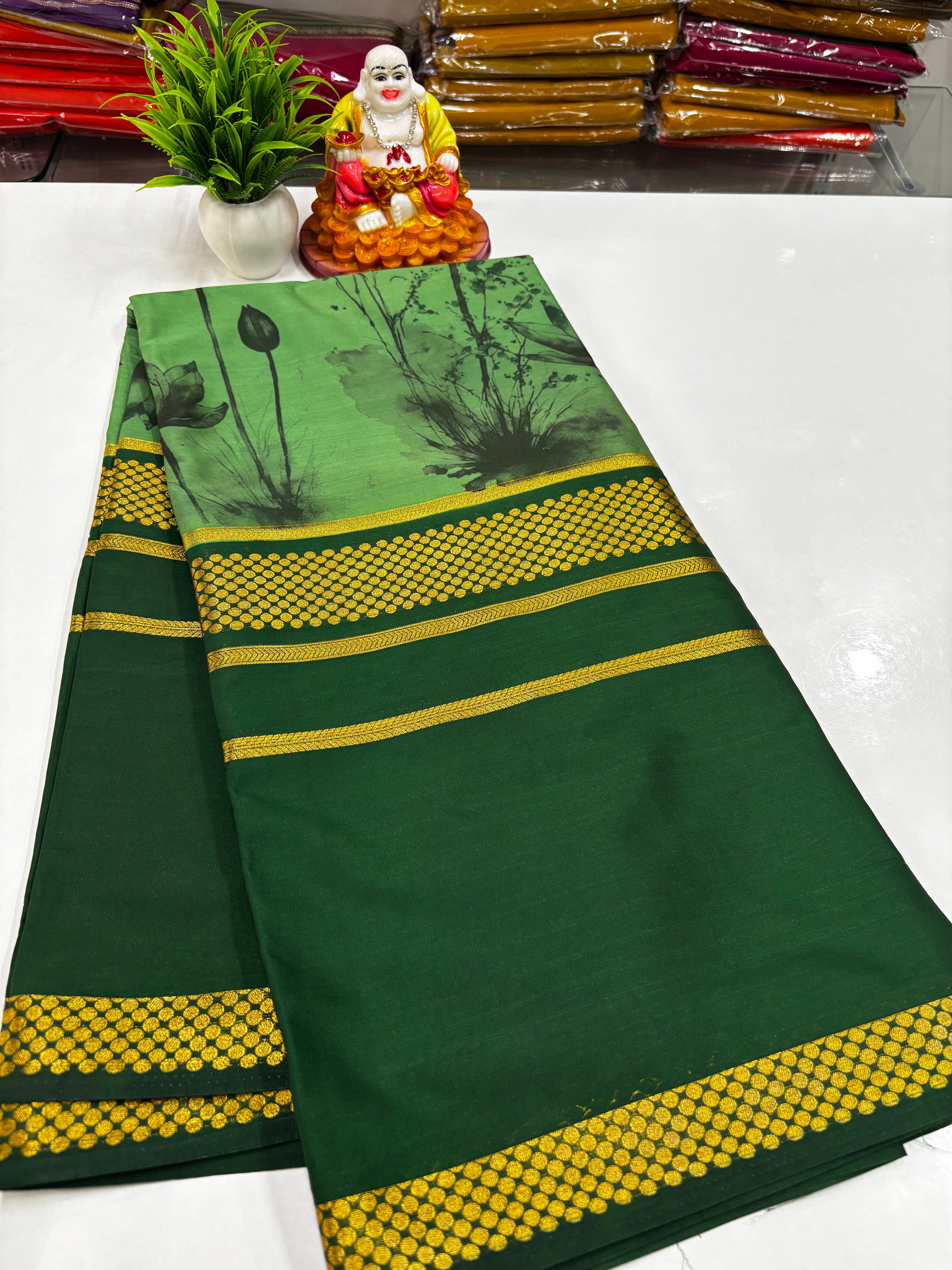 Mysore Crepe Silk Saree with Beautiful Kalamkari Design – Padmavathi Silks & Sarees