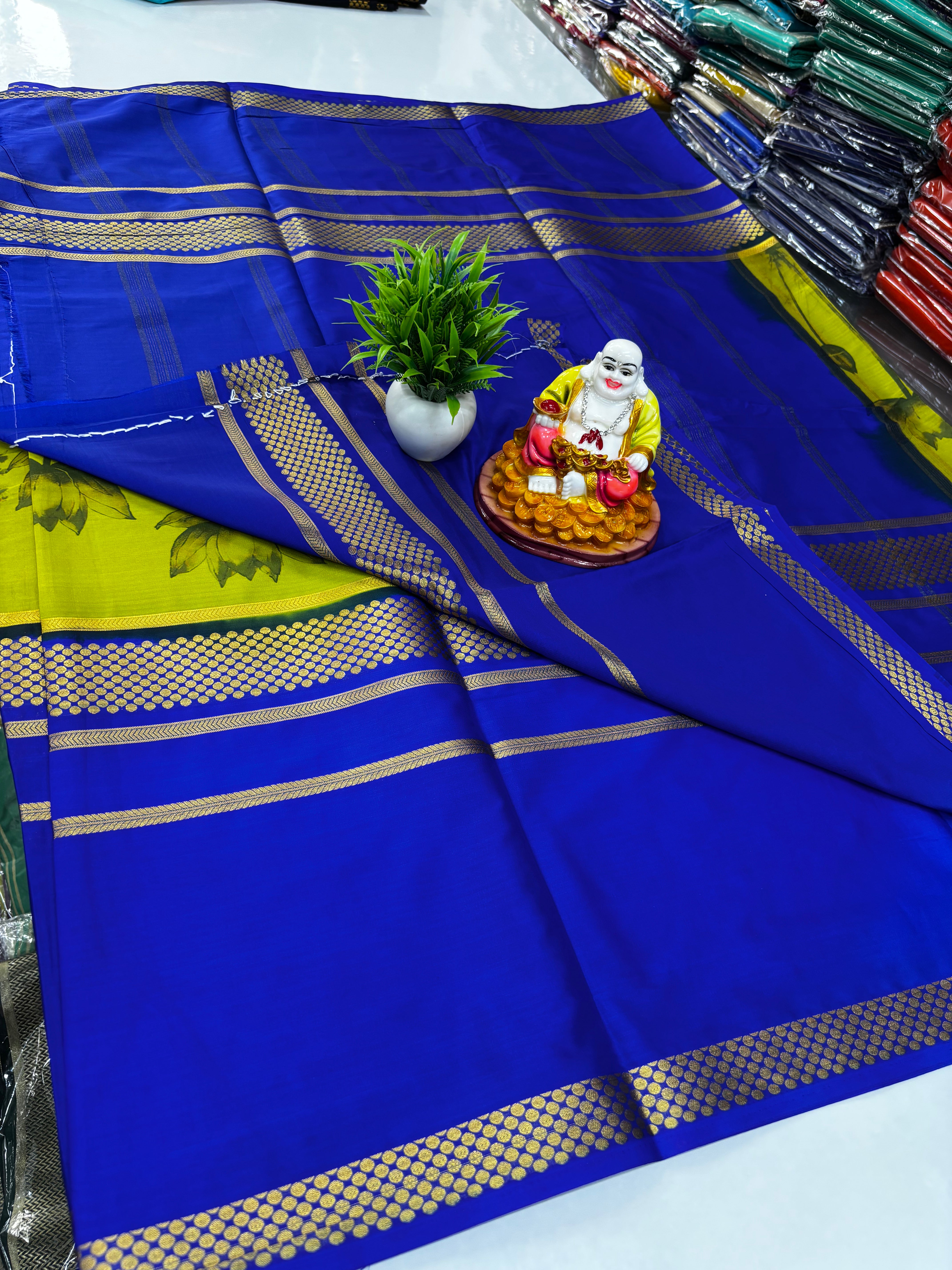 Mysore Crepe Silk Saree with Beautiful Kalamkari Design – Padmavathi Silks & Sarees