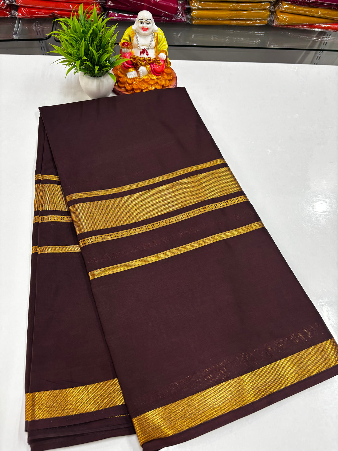 Beautiful Mysore Crepe Silk Saree with Golden Zari Weaving – From Padmavathi Silks & Sarees