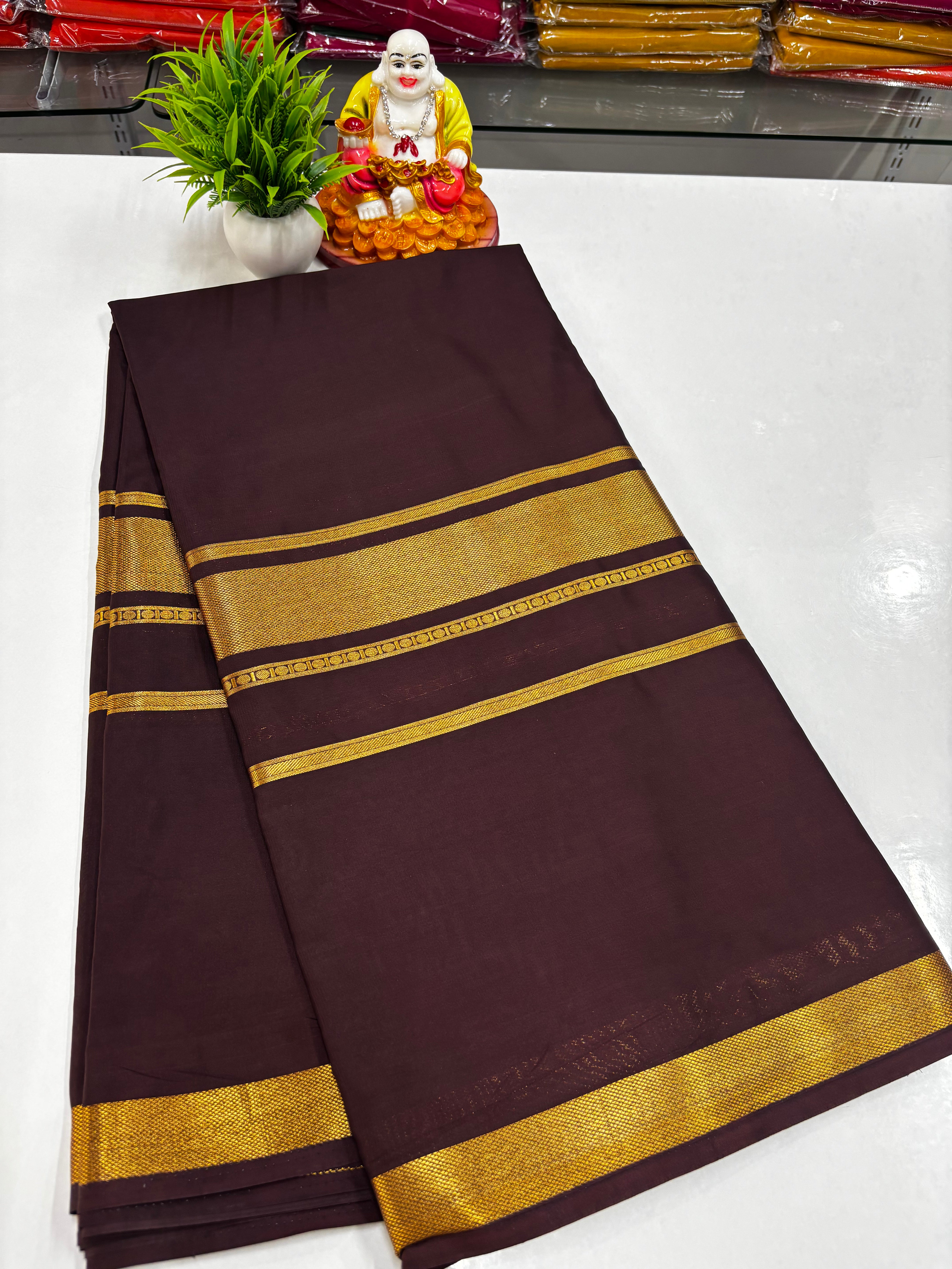 Beautiful Mysore Crepe Silk Saree with Golden Zari Weaving – From Padmavathi Silks & Sarees