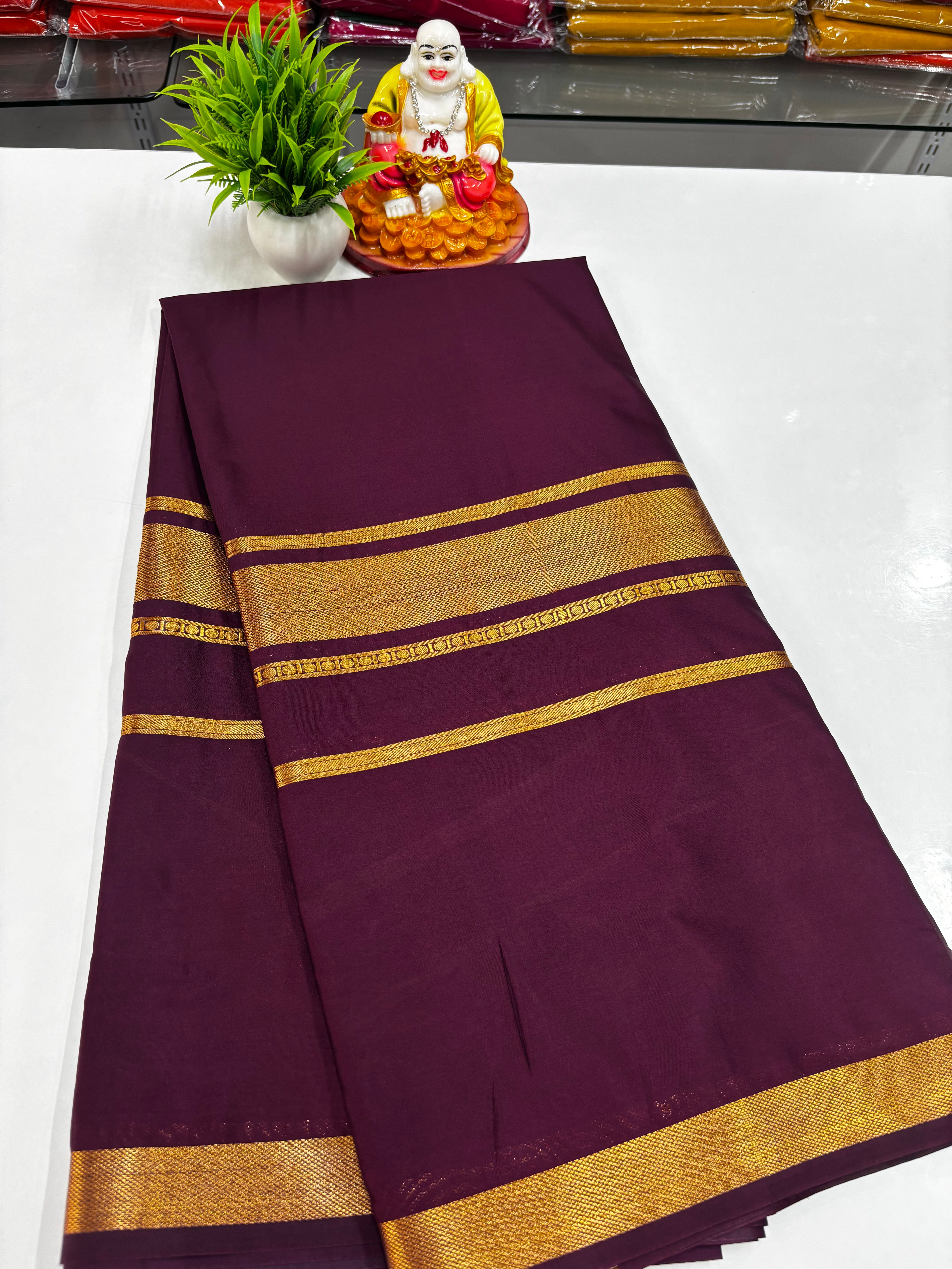Beautiful Mysore Crepe Silk Saree with Golden Zari Weaving – From Padmavathi Silks & Sarees