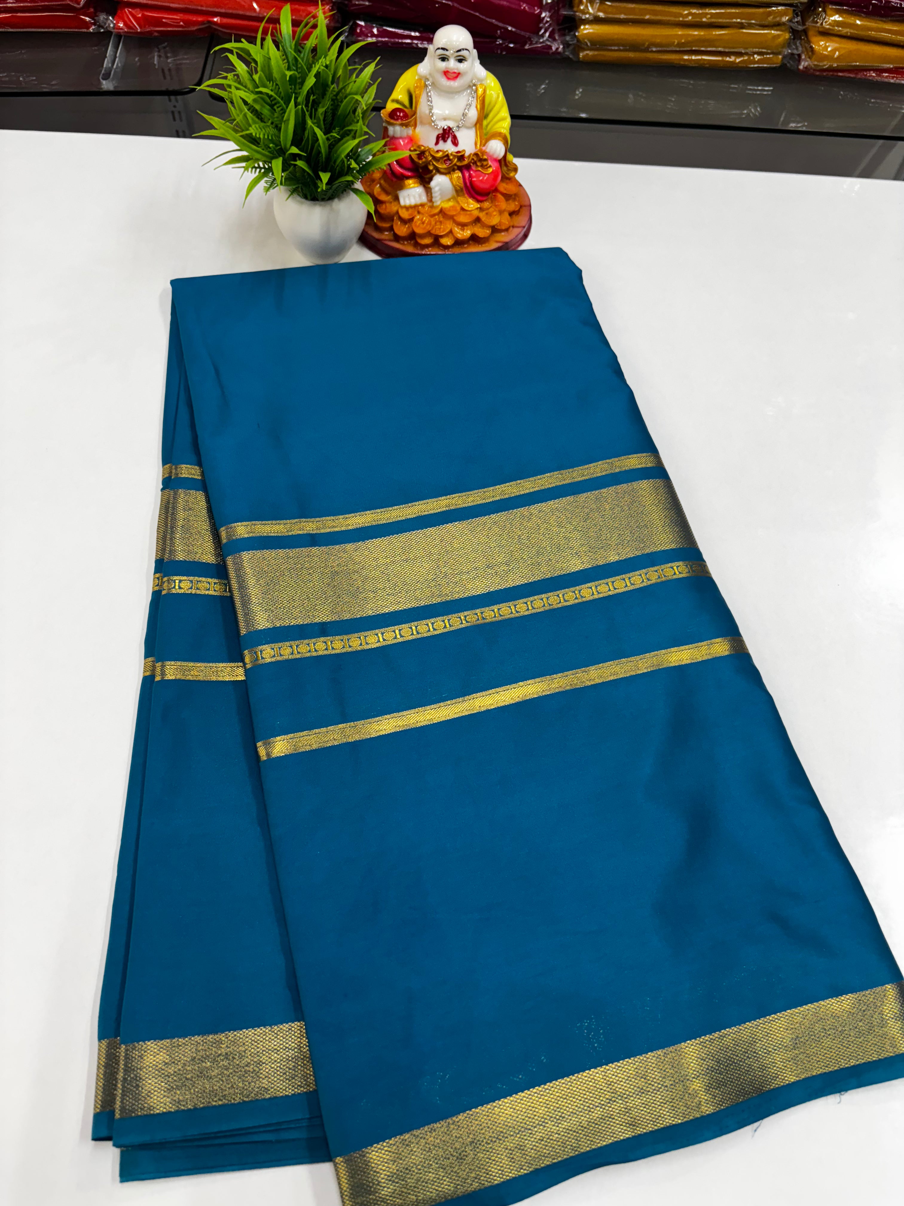 Beautiful Mysore Crepe Silk Saree with Golden Zari Weaving – From Padmavathi Silks & Sarees