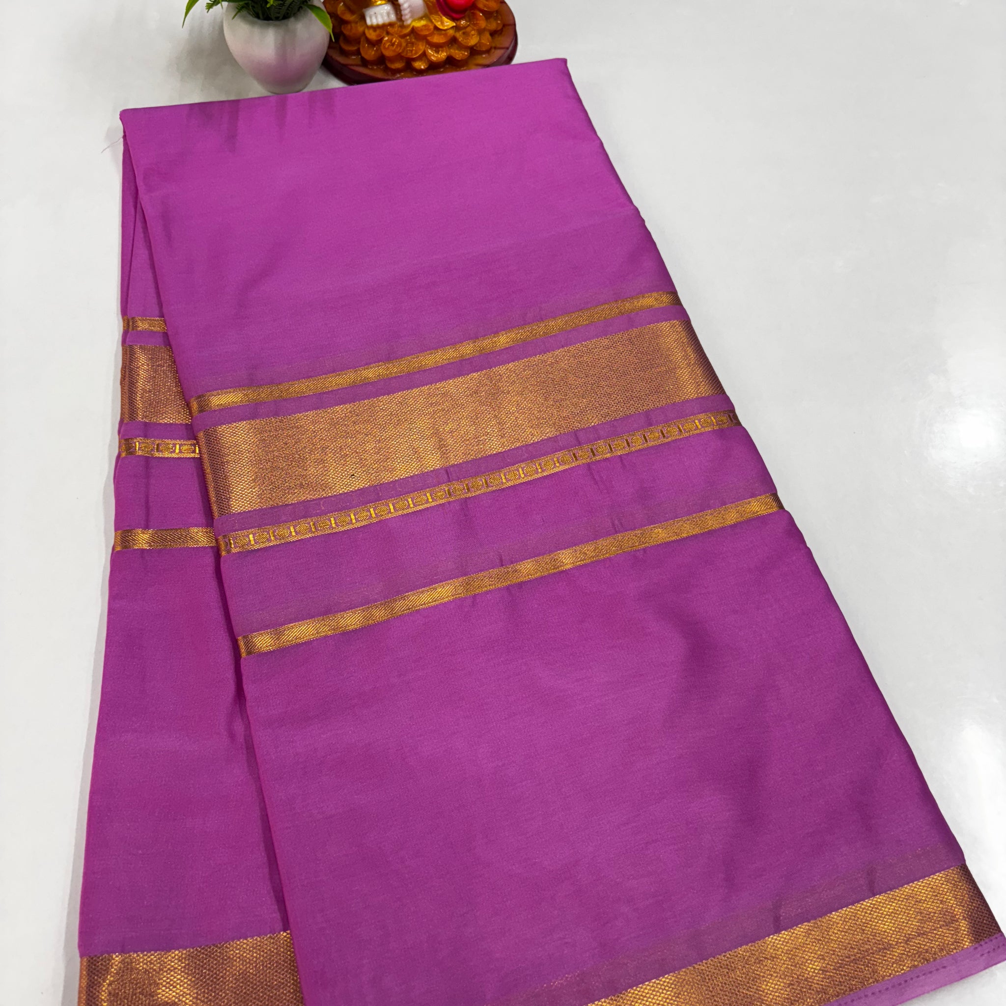 Beautiful Mysore Crepe Silk Saree with Golden Zari Weaving – From Padmavathi Silks & Sarees