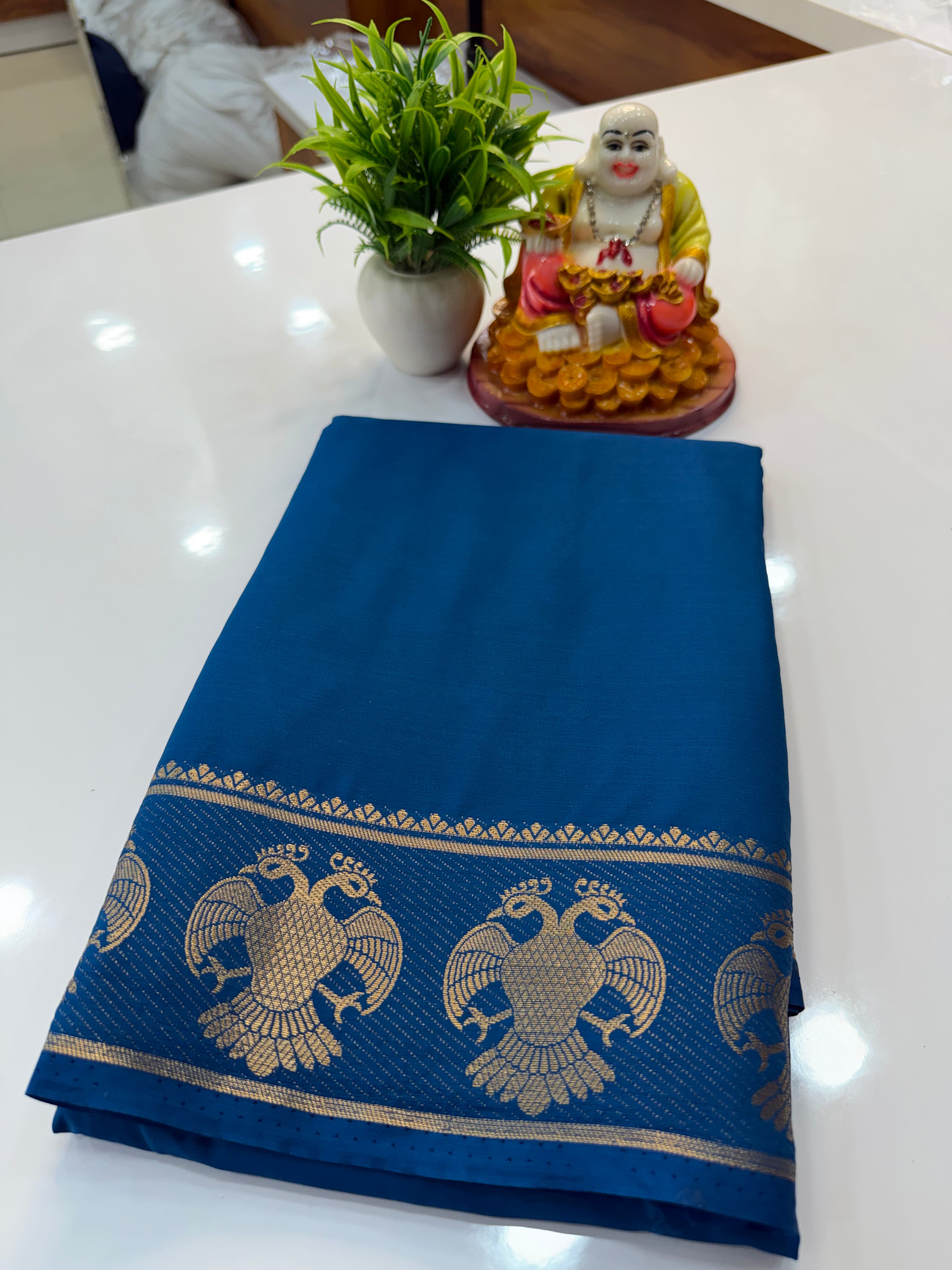 Premium Mysore Crepe Silk Saree with Chit Pallu – Timeless Elegance in Every Drape