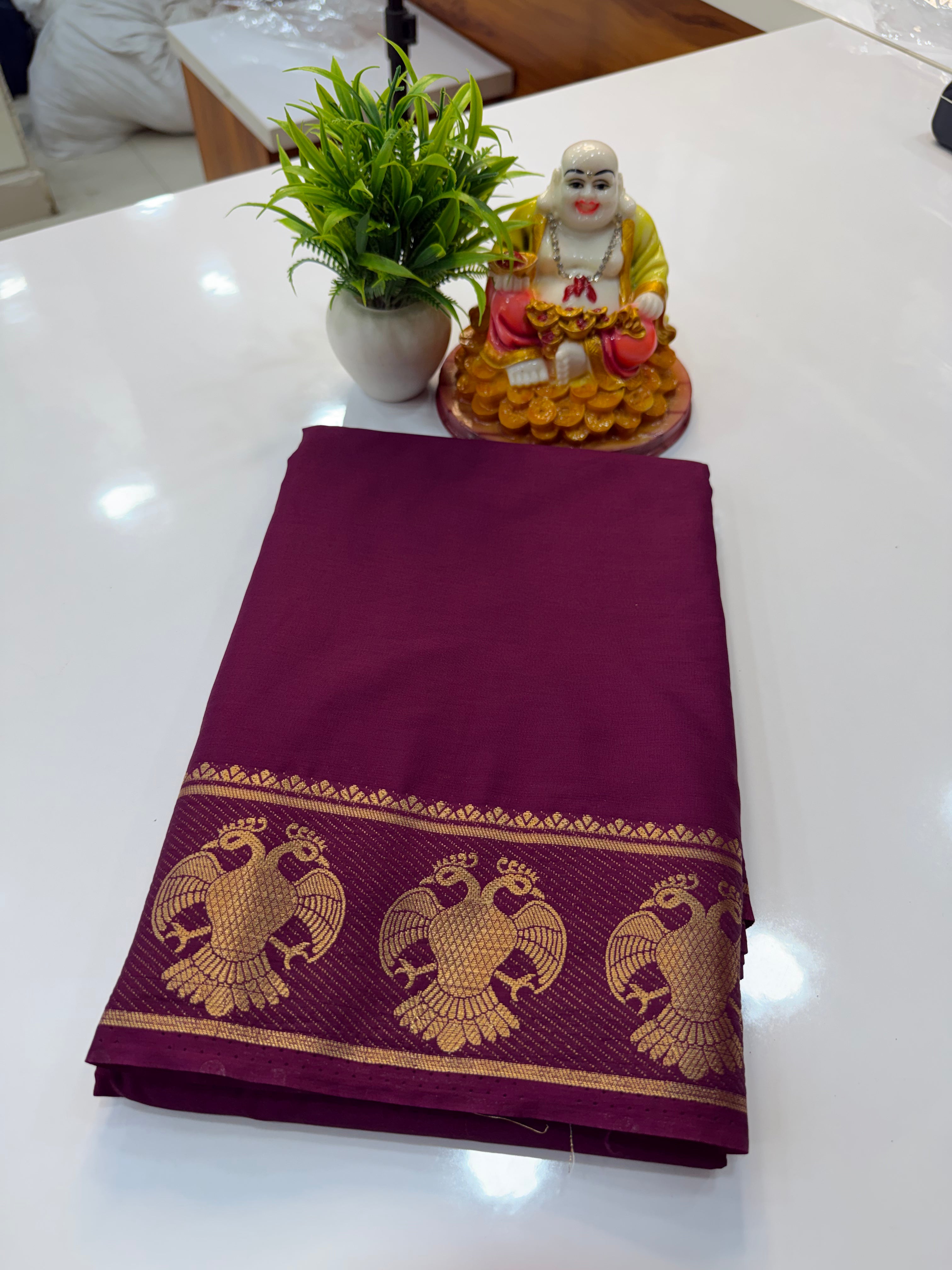 Premium Mysore Crepe Silk Saree with Chit Pallu – Timeless Elegance in Every Drape