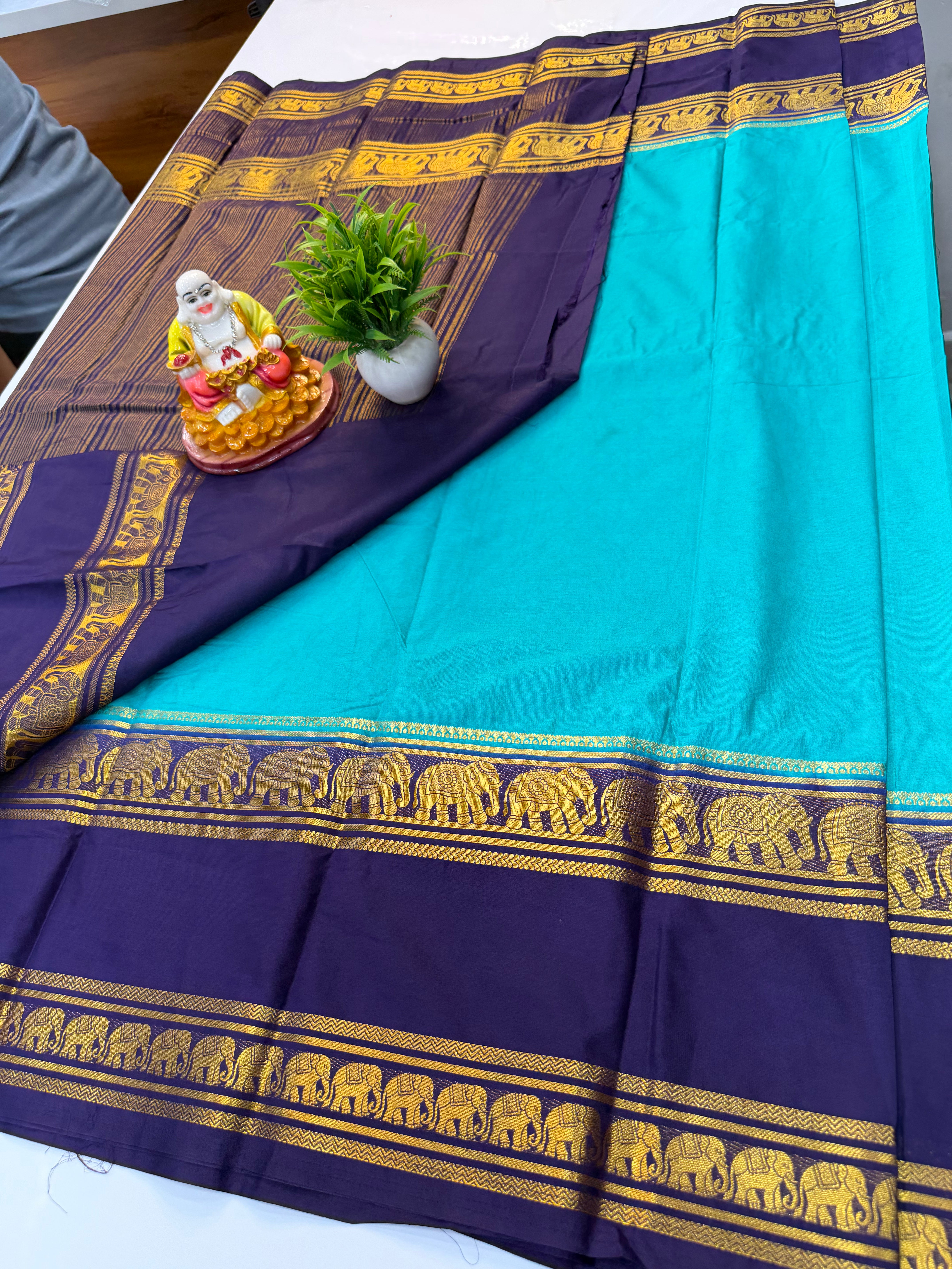 Premium Mysore Crepe Silk Saree with Elephant Bentex Border & Rich Traditional Appeal