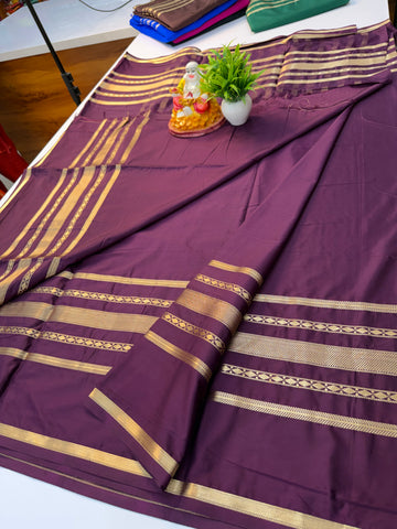Mysore Crepe Silk Saree with Chit Pallu – Padmavathi Silks and Sarees