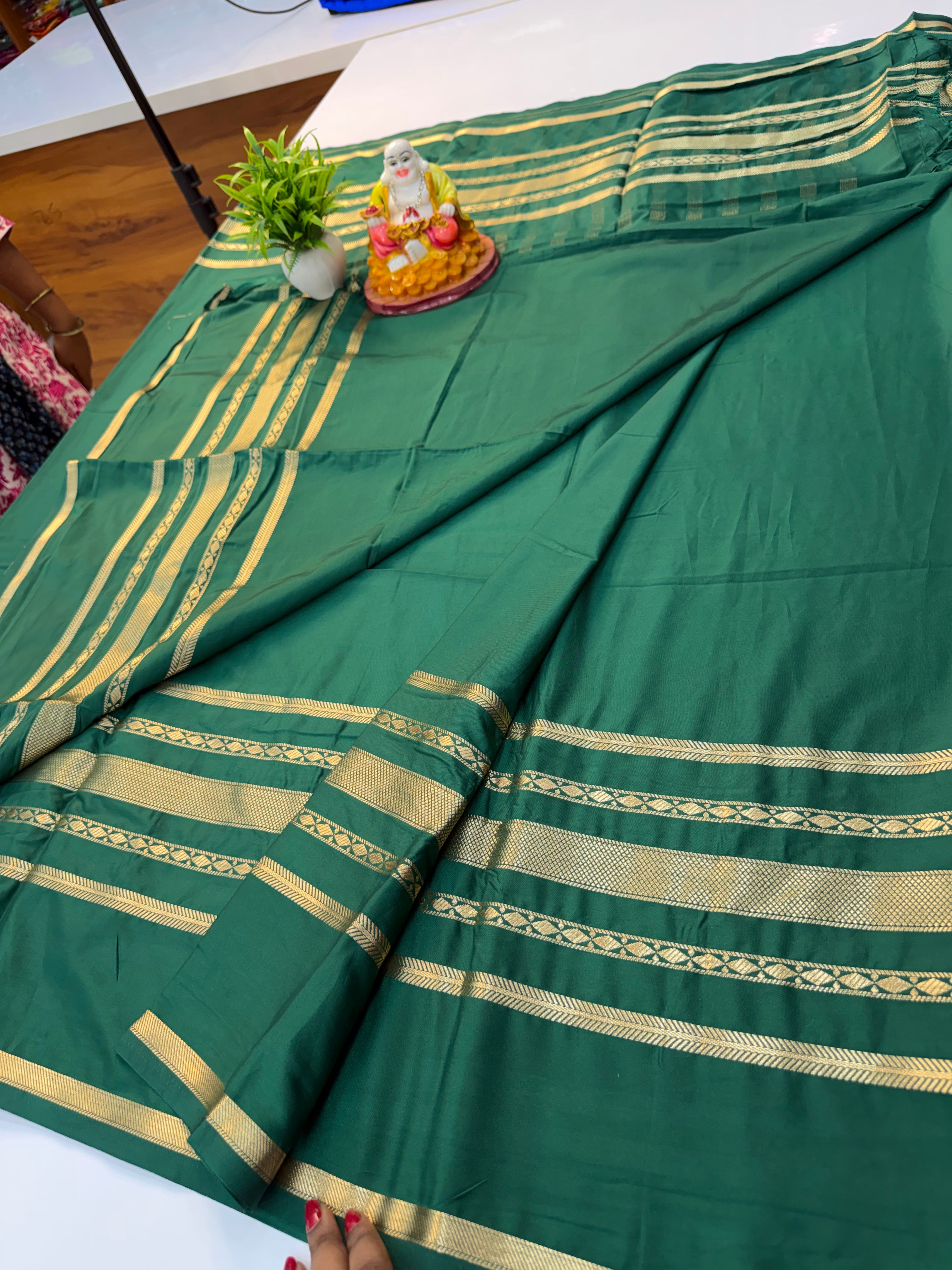 Mysore Crepe Silk Saree with Chit Pallu – Padmavathi Silks and Sarees