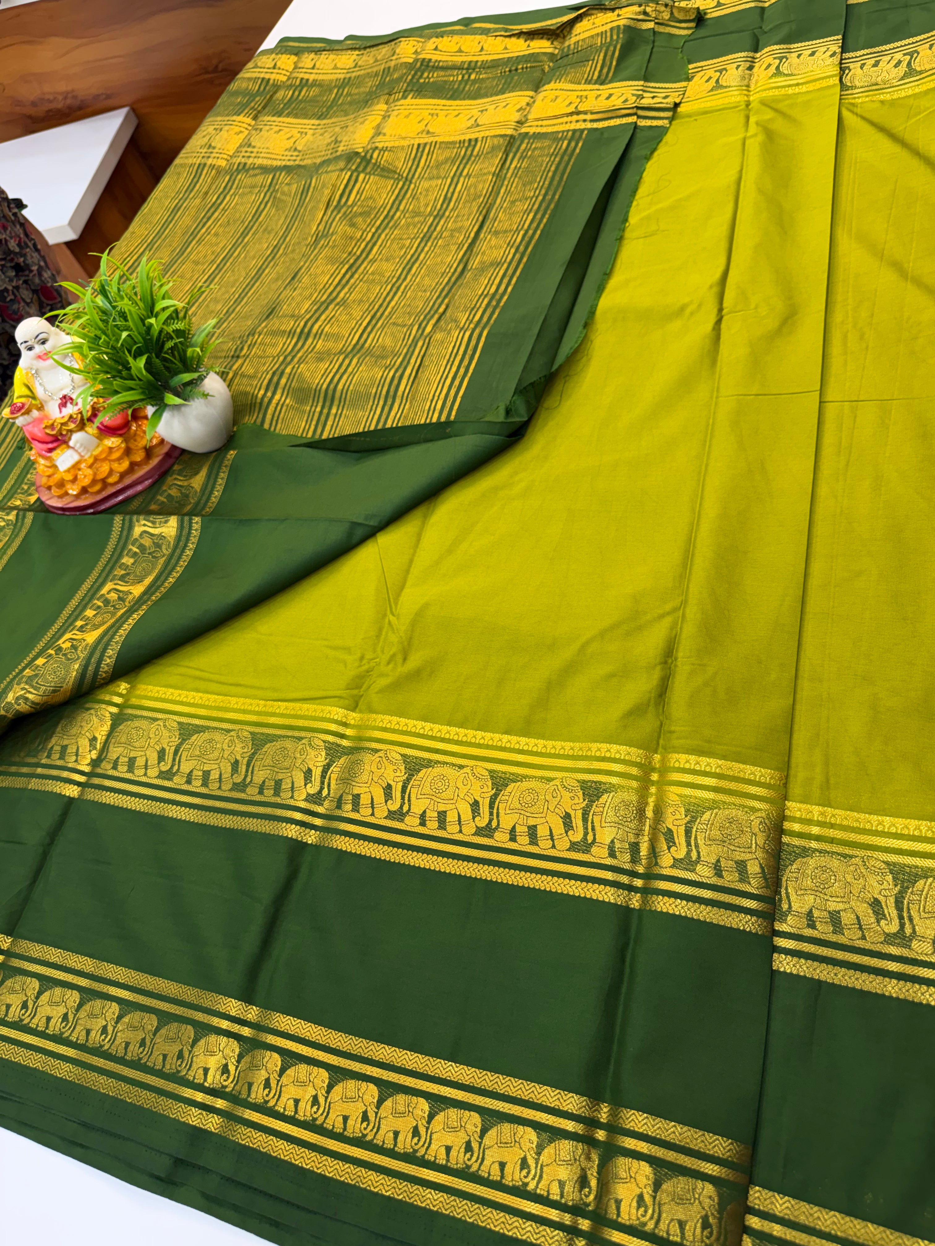 Premium Mysore Crepe Silk Saree with Elephant Bentex Border & Rich Traditional Appeal