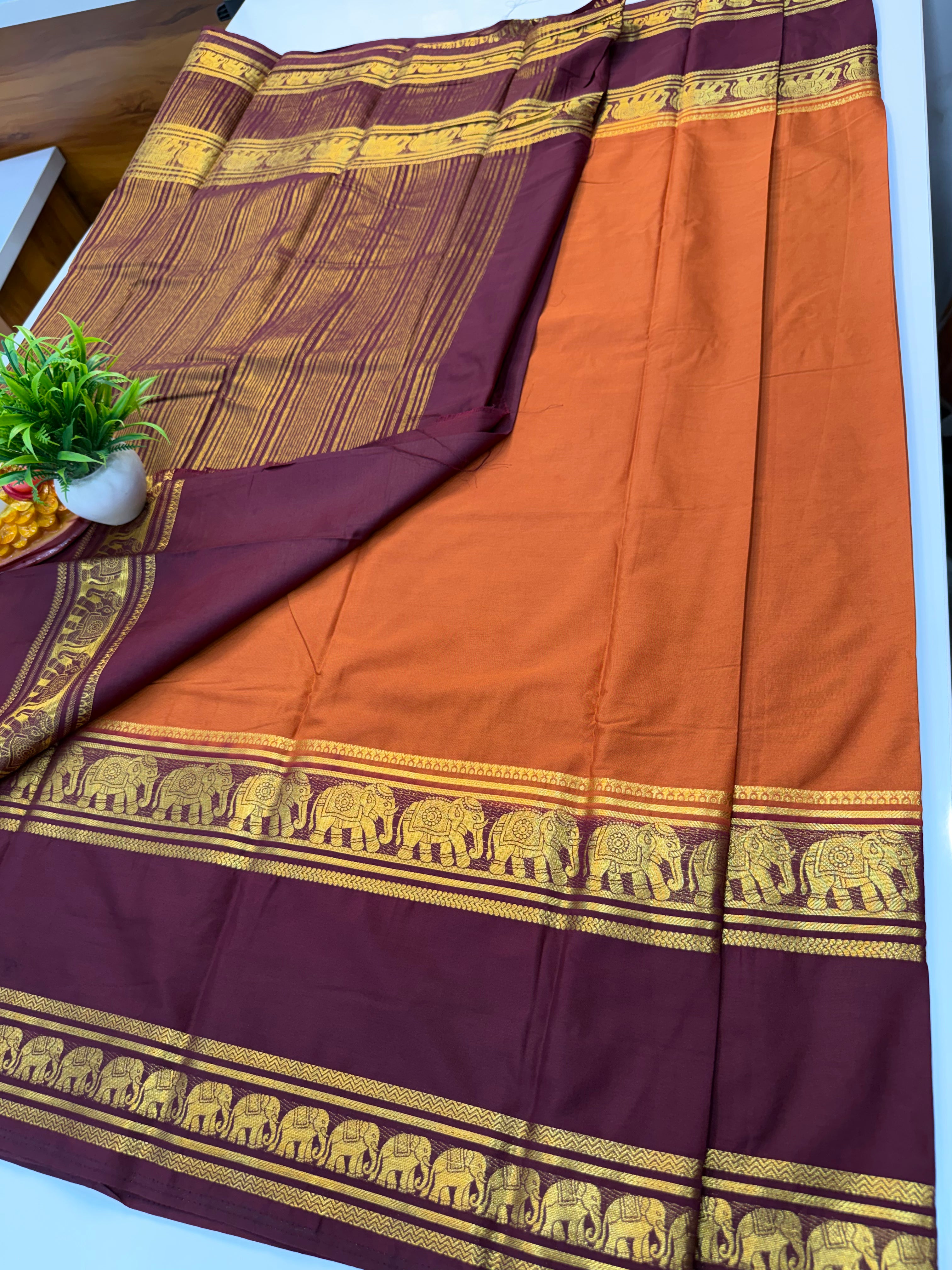 Premium Mysore Crepe Silk Saree with Elephant Bentex Border & Rich Traditional Appeal