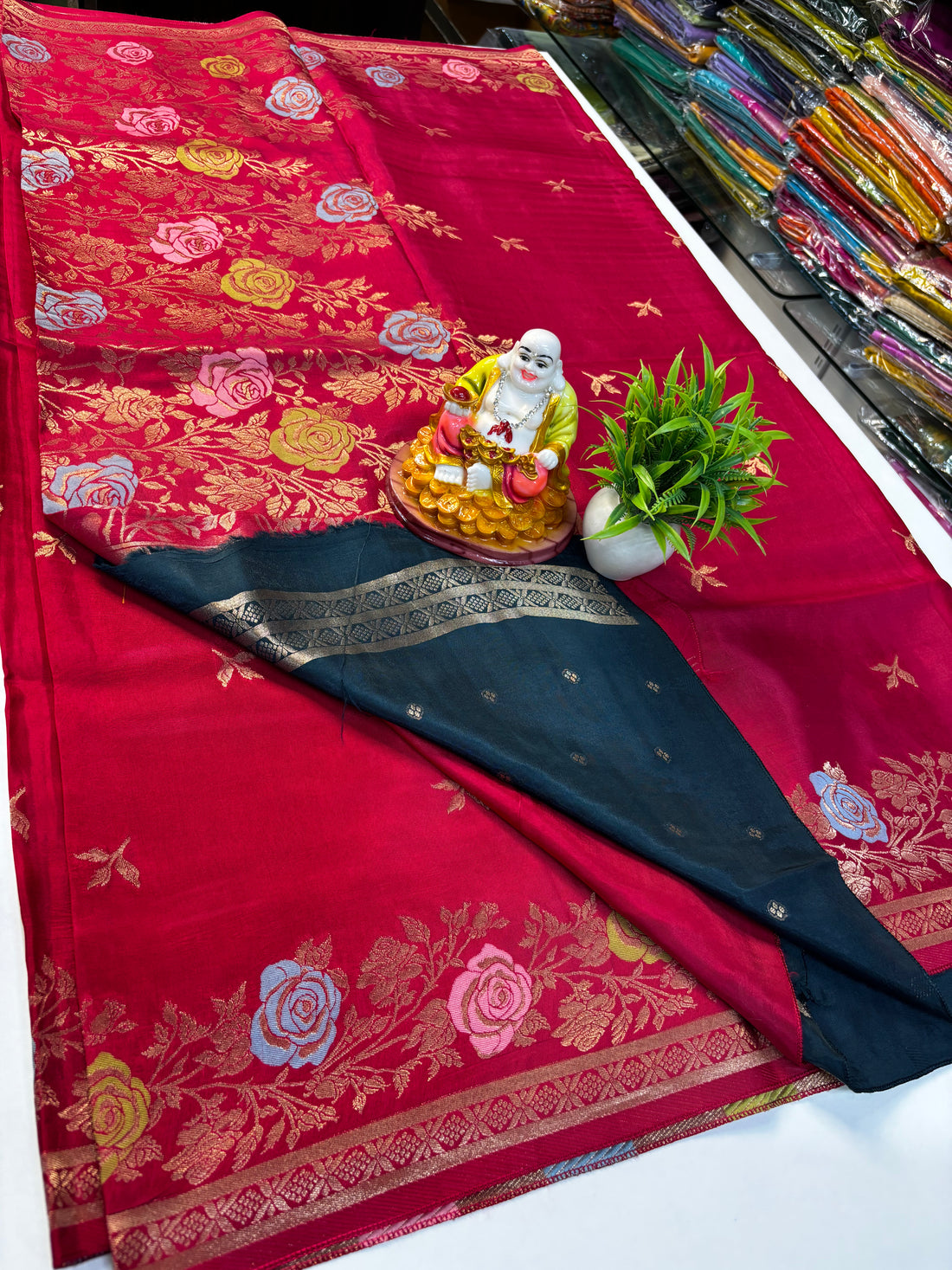 Premium Viscose Saree with Rich Pallu & Contrast Blouse – Padmavathi Silks and Sarees