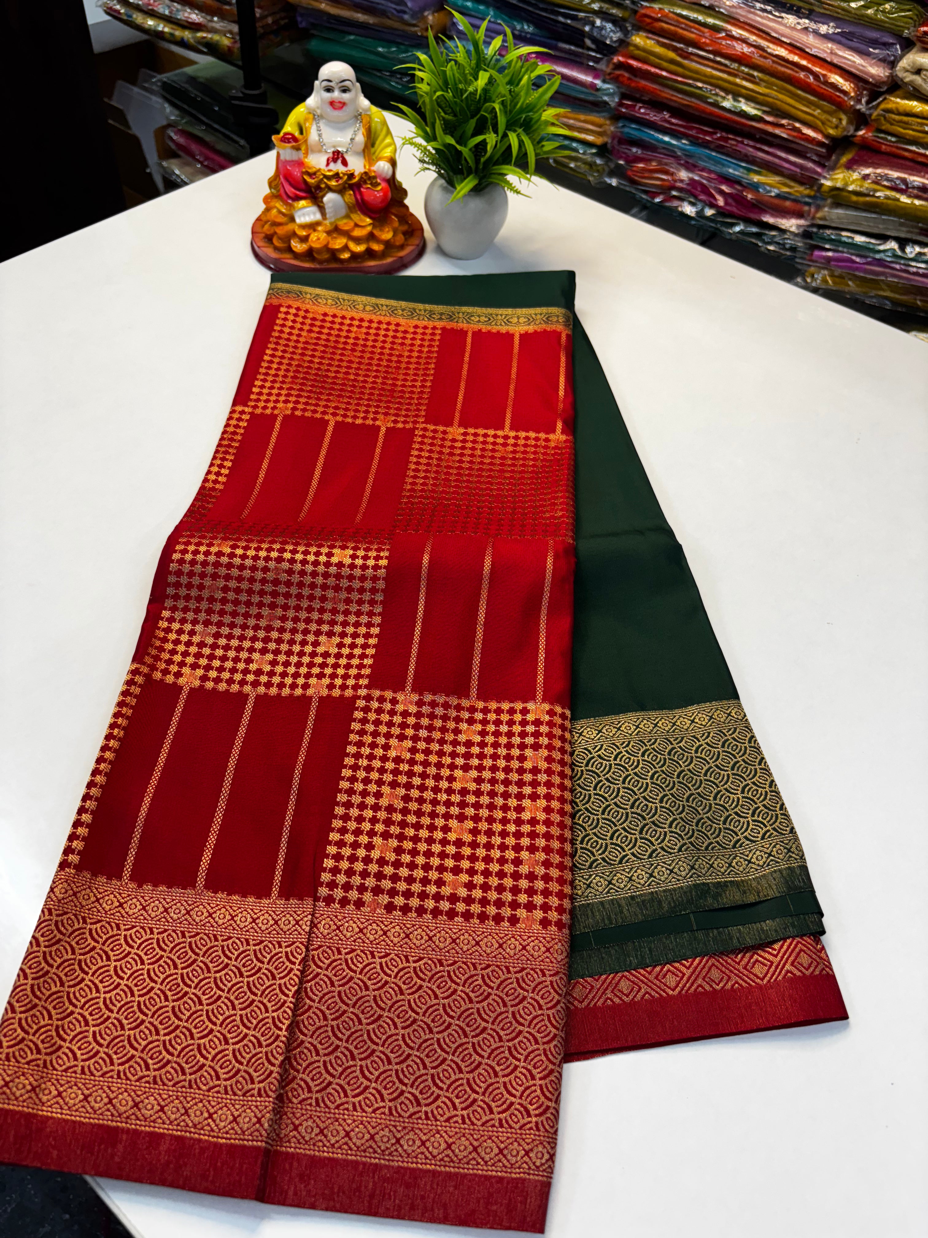 Premium Mysore Crepe Silk Saree with Rich Pallu and Brocade Blouse – Padmavathi Silks and Sarees
