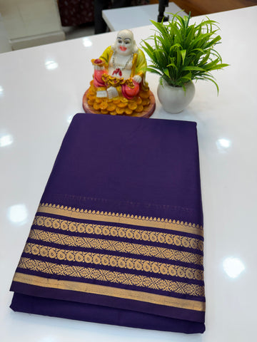 Premium Mysore Crepe Silk Saree with Mango Border – Elegant Traditional Weave