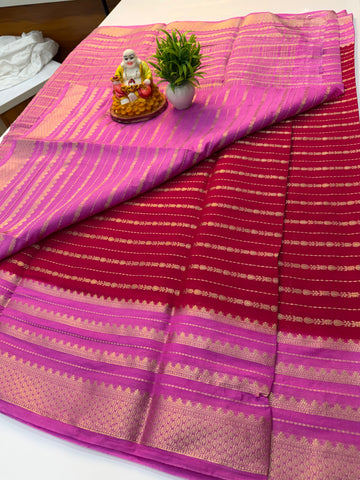 Mysore Crepe Silk Saree with Stripes – Padmavathi Silks and Sarees