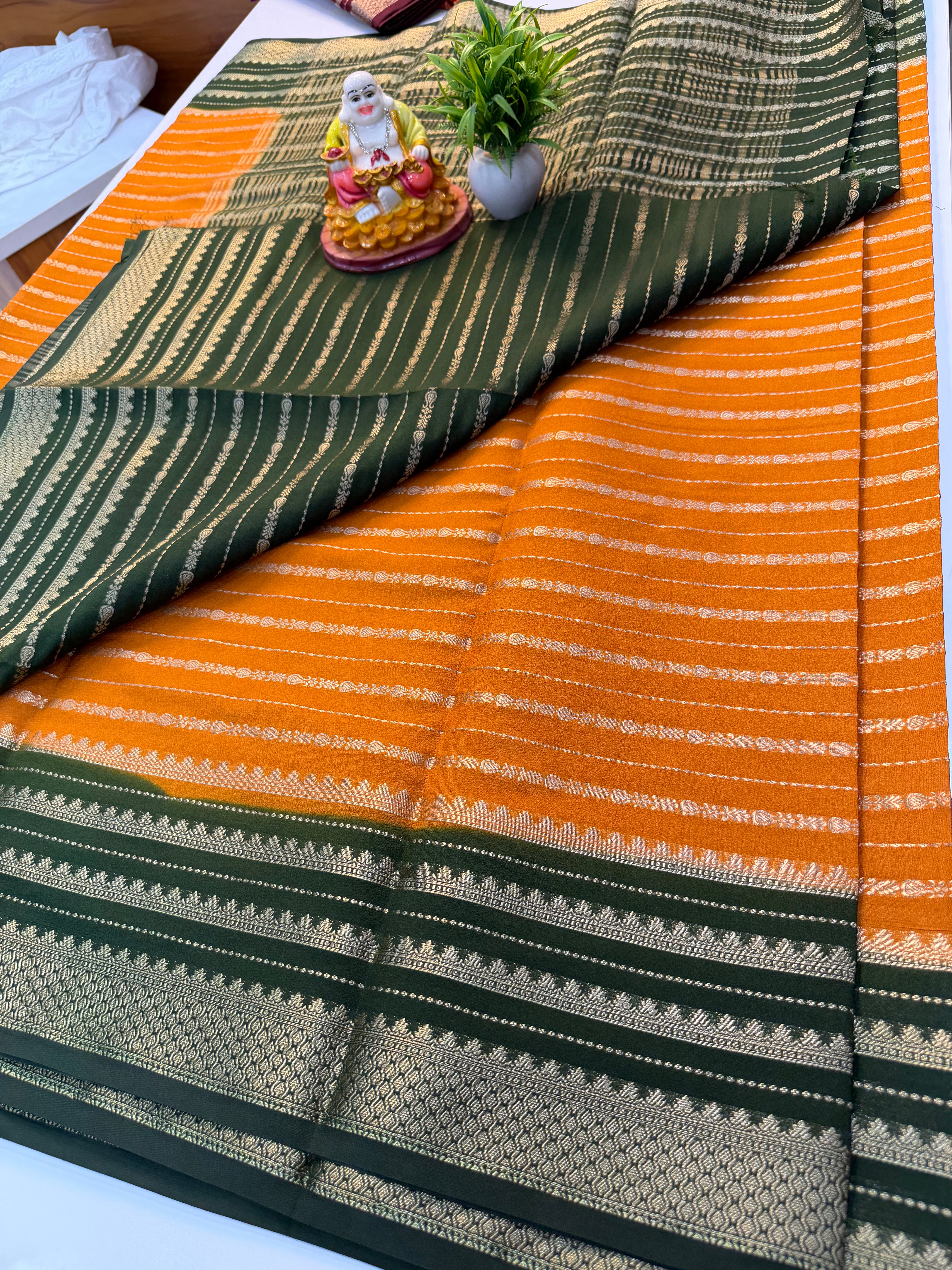 Mysore Crepe Silk Saree with Stripes – Padmavathi Silks and Sarees