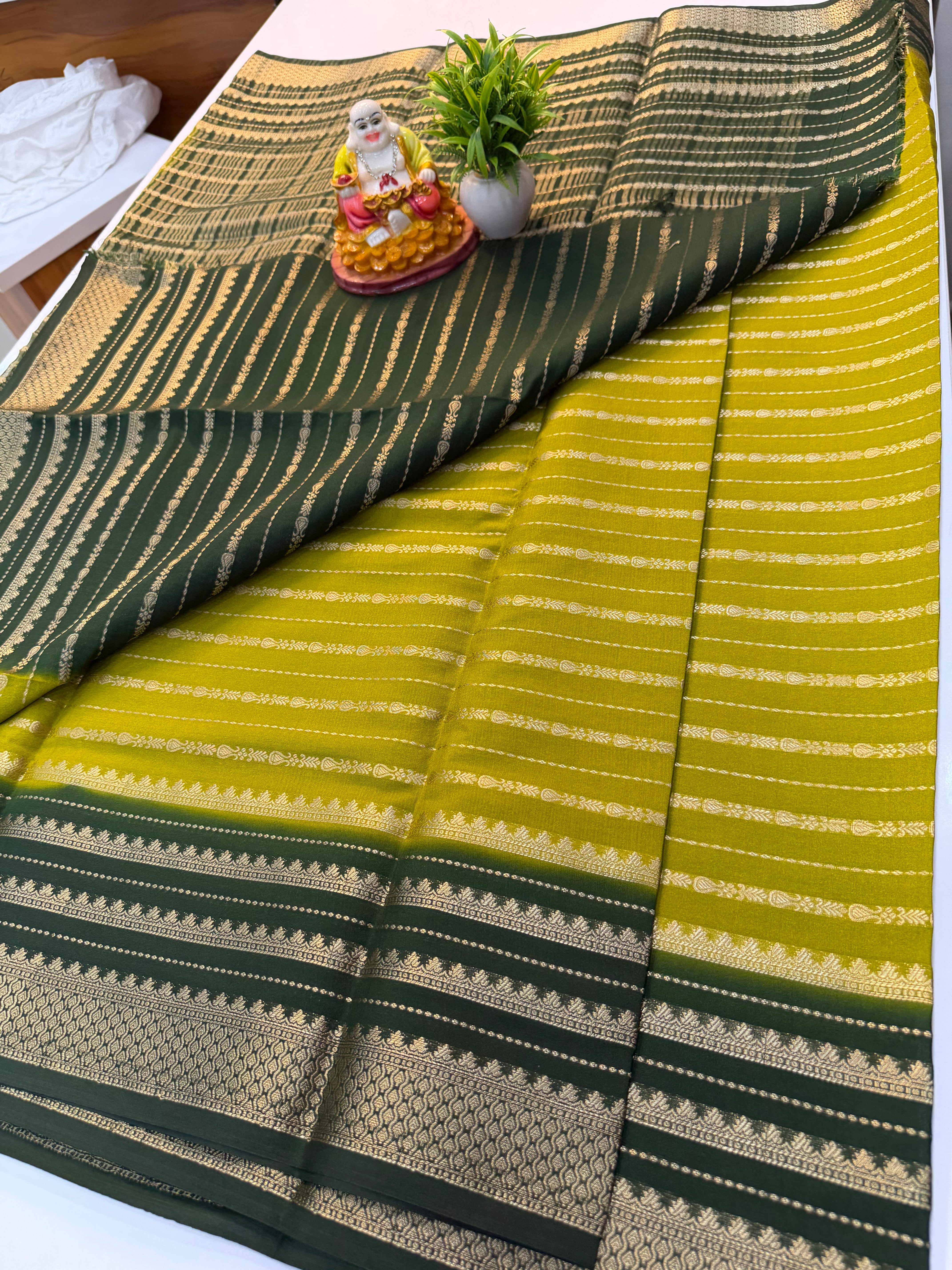 Mysore Crepe Silk Saree with Stripes – Padmavathi Silks and Sarees