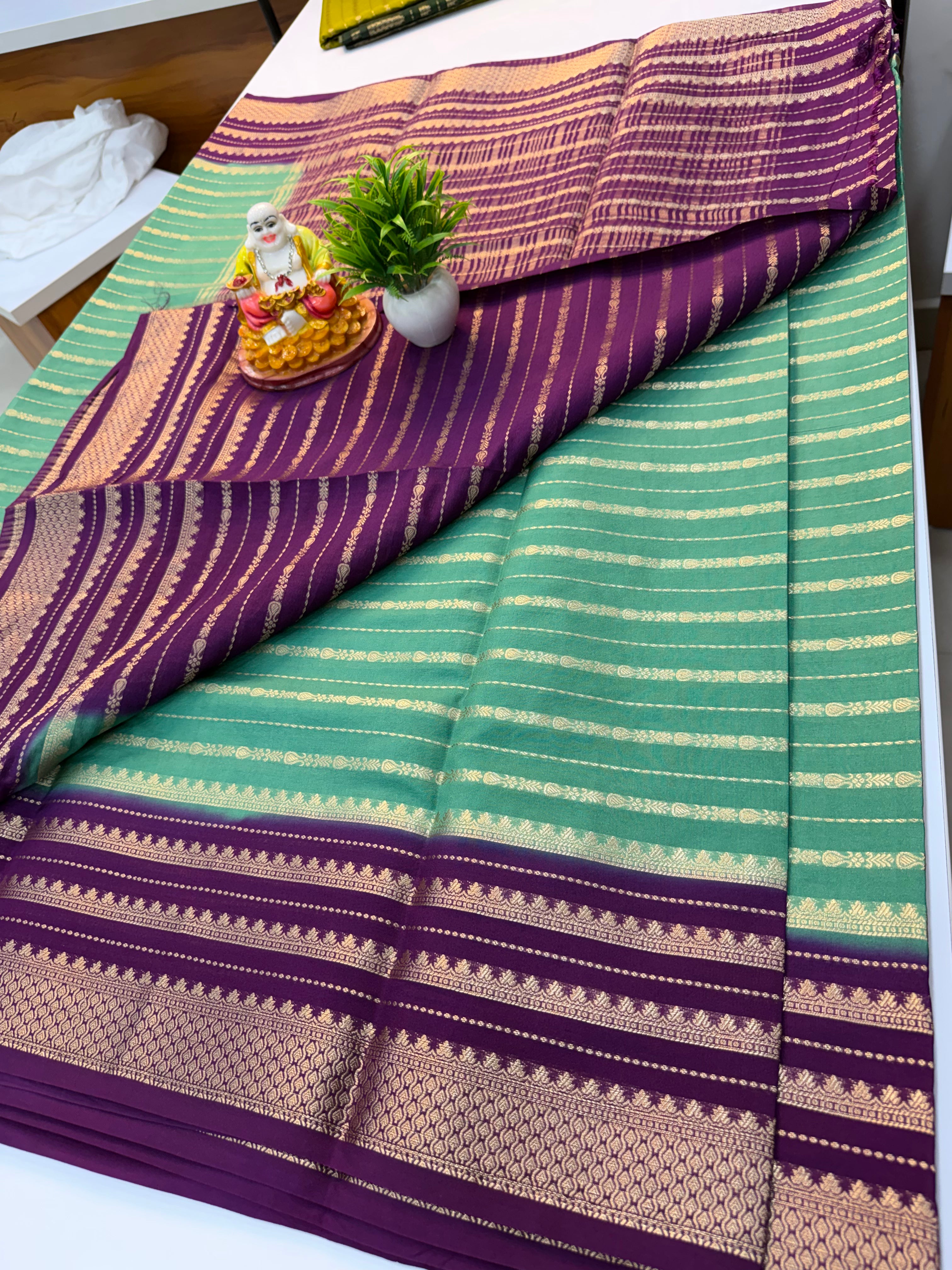 Mysore Crepe Silk Saree with Stripes – Padmavathi Silks and Sarees