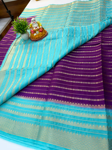 Mysore Crepe Silk Saree with Elegant Stripes