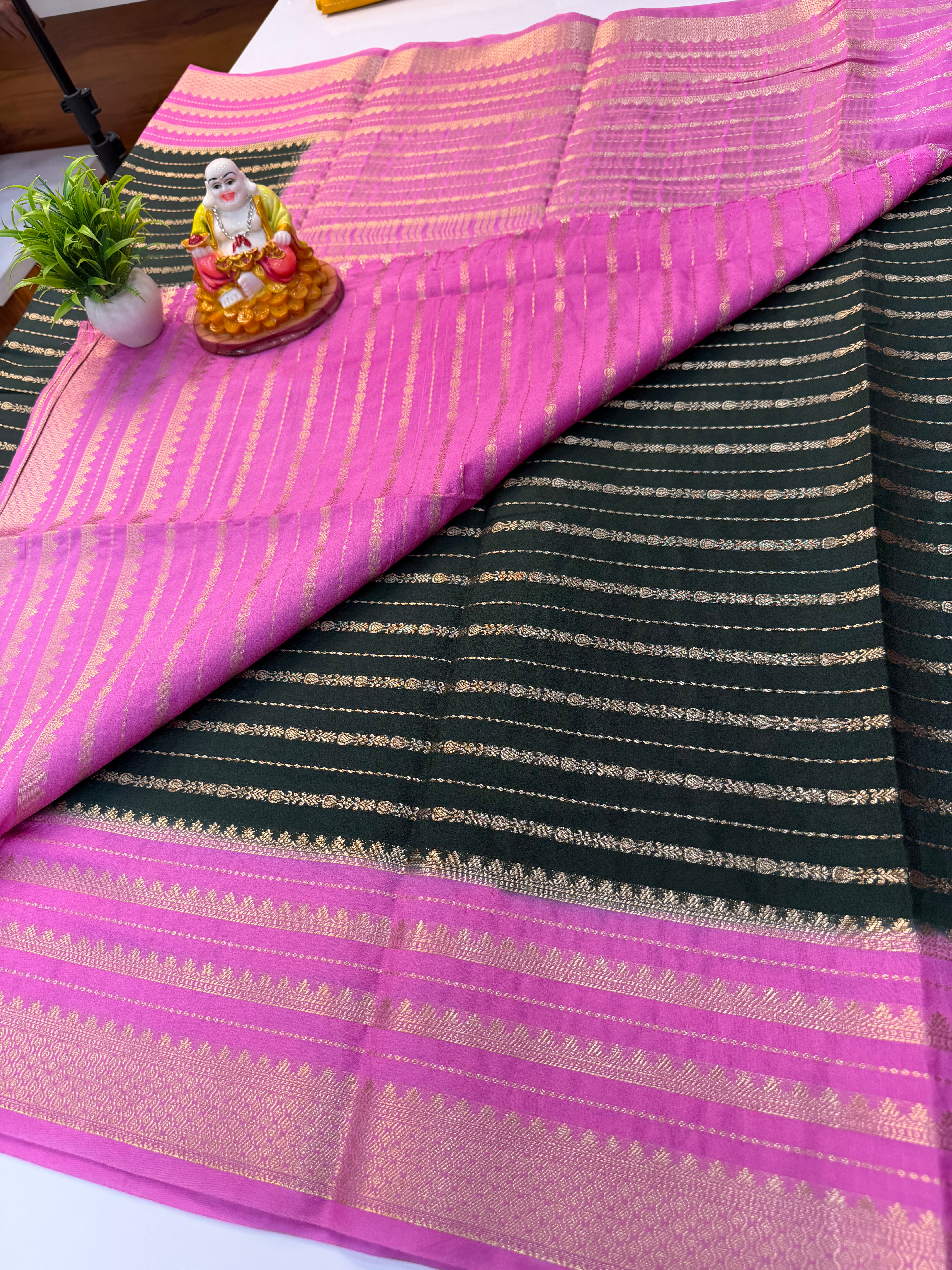 Mysore Crepe Silk Saree with Elegant Stripes
